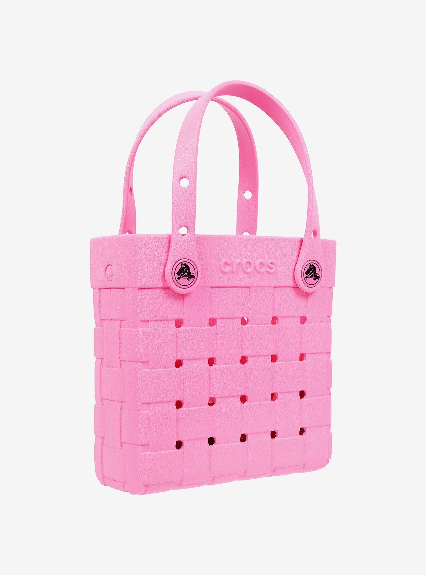 Crocs Small Woven Style Crossbody Tote Pink, , alternate - view 3
