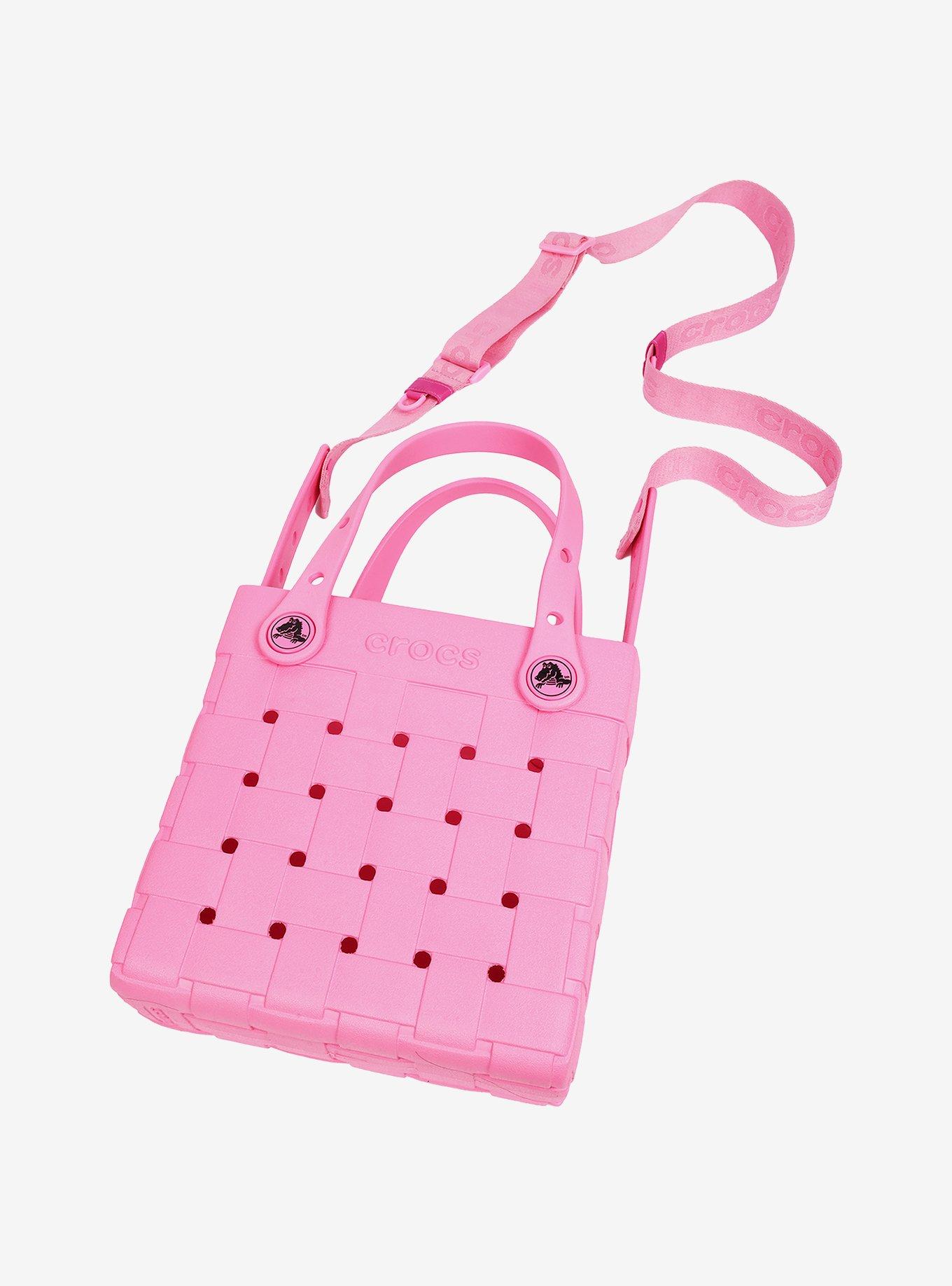Crocs Small Woven Style Crossbody Tote Pink, , alternate - view 5