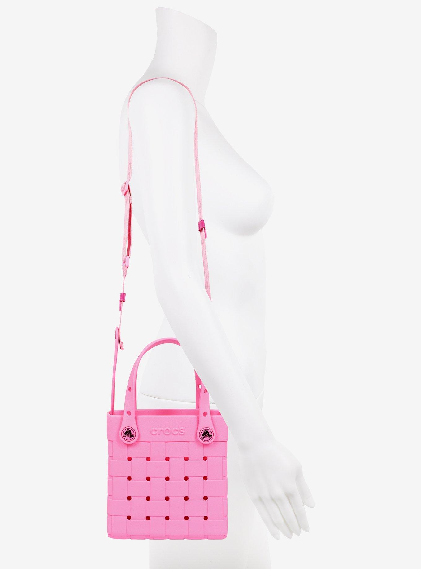 Crocs Small Woven Style Crossbody Tote Pink, , alternate - view 6