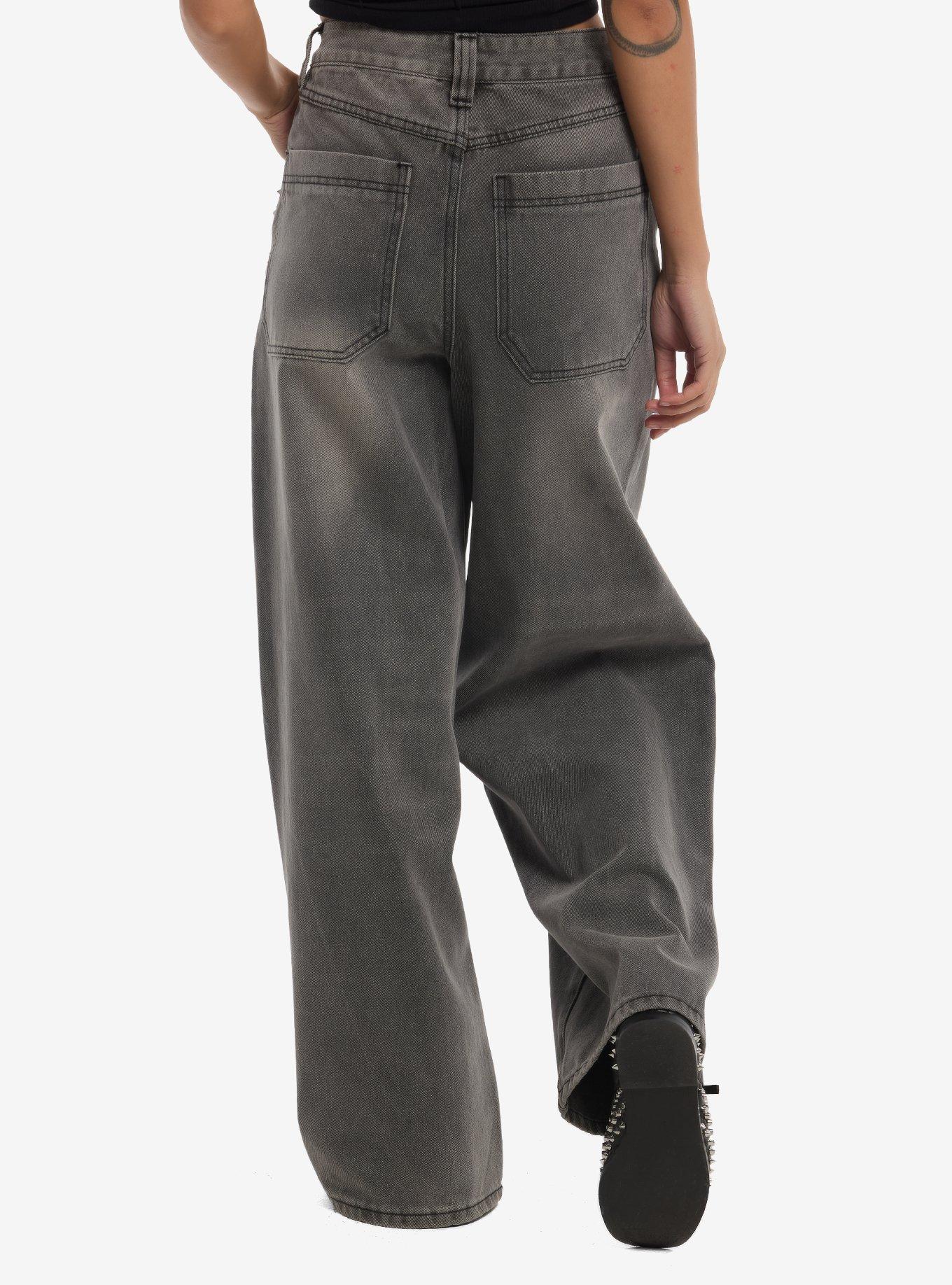 Grey Wash Pyramid Stud Wide Leg Jeans, MULTI, alternate - view 2