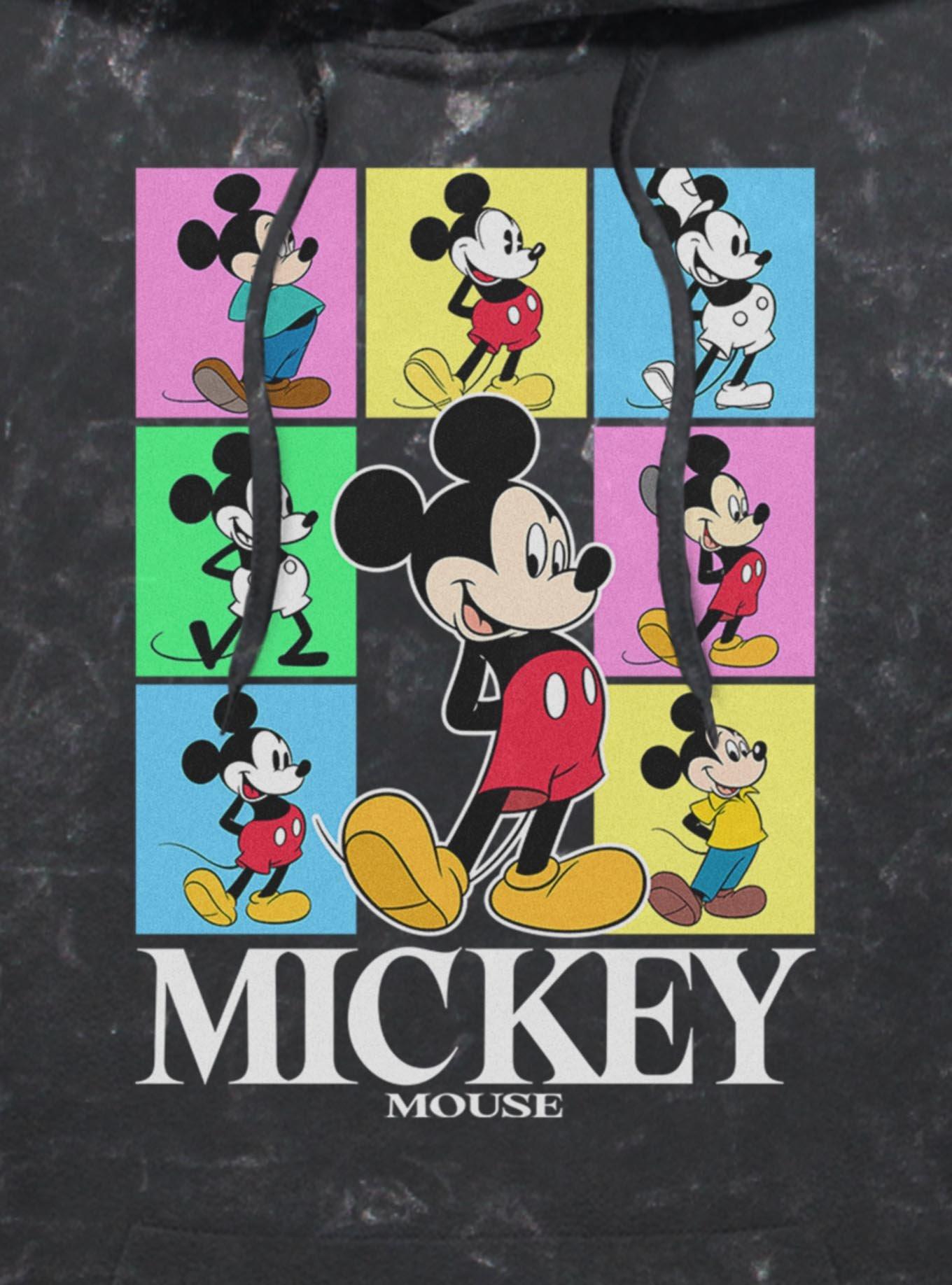 Disney Mickey Mouse Color Block Mineral Wash Hoodie Hot Topic Exclusive, BLACK, alternate - view 3