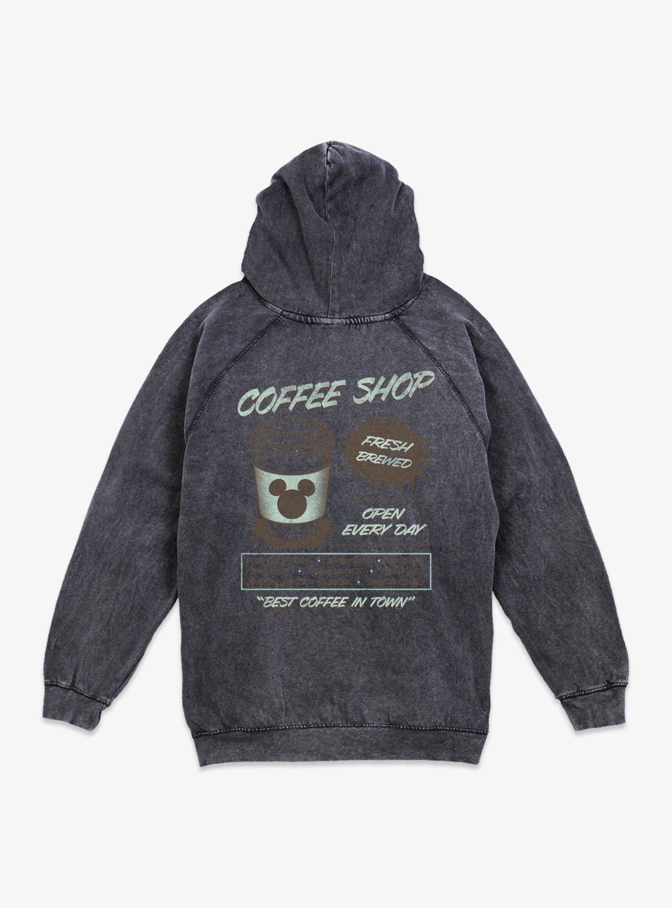 Disney Mickey Mouse Coffee Shop Mineral Wash Hoodie Hot Topic Exclusive, , hi-res