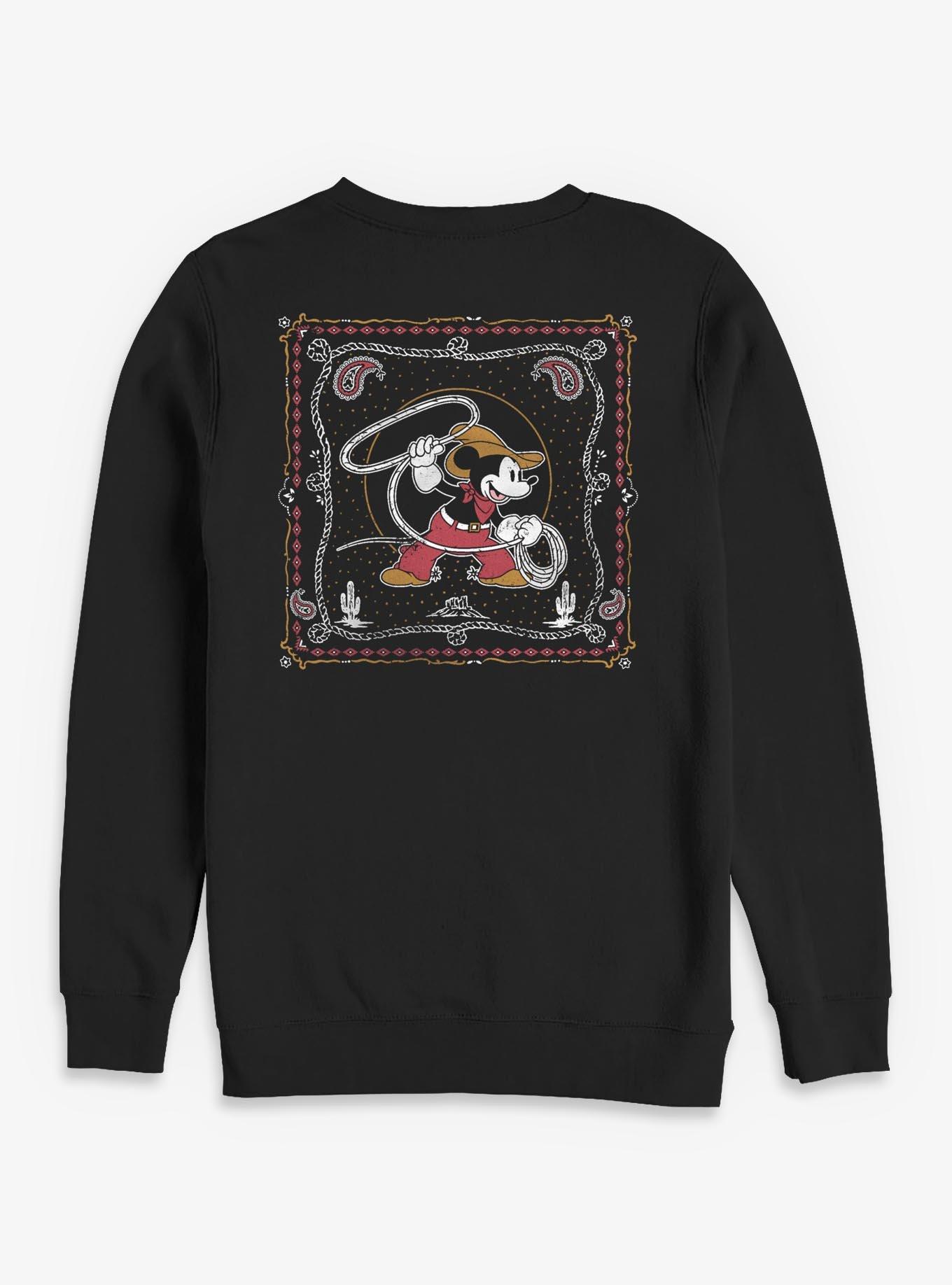 Disney Mickey Mouse Western Cowboy Lasso Rope Sweatshirt Hot Topic Exclusive, , hi-res