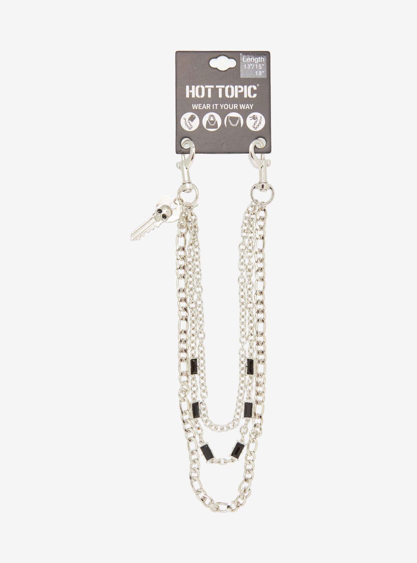 Skull Key 13 Inch, 15 Inch & 18 Inch Triple Wallet Chain, , alternate - view 3
