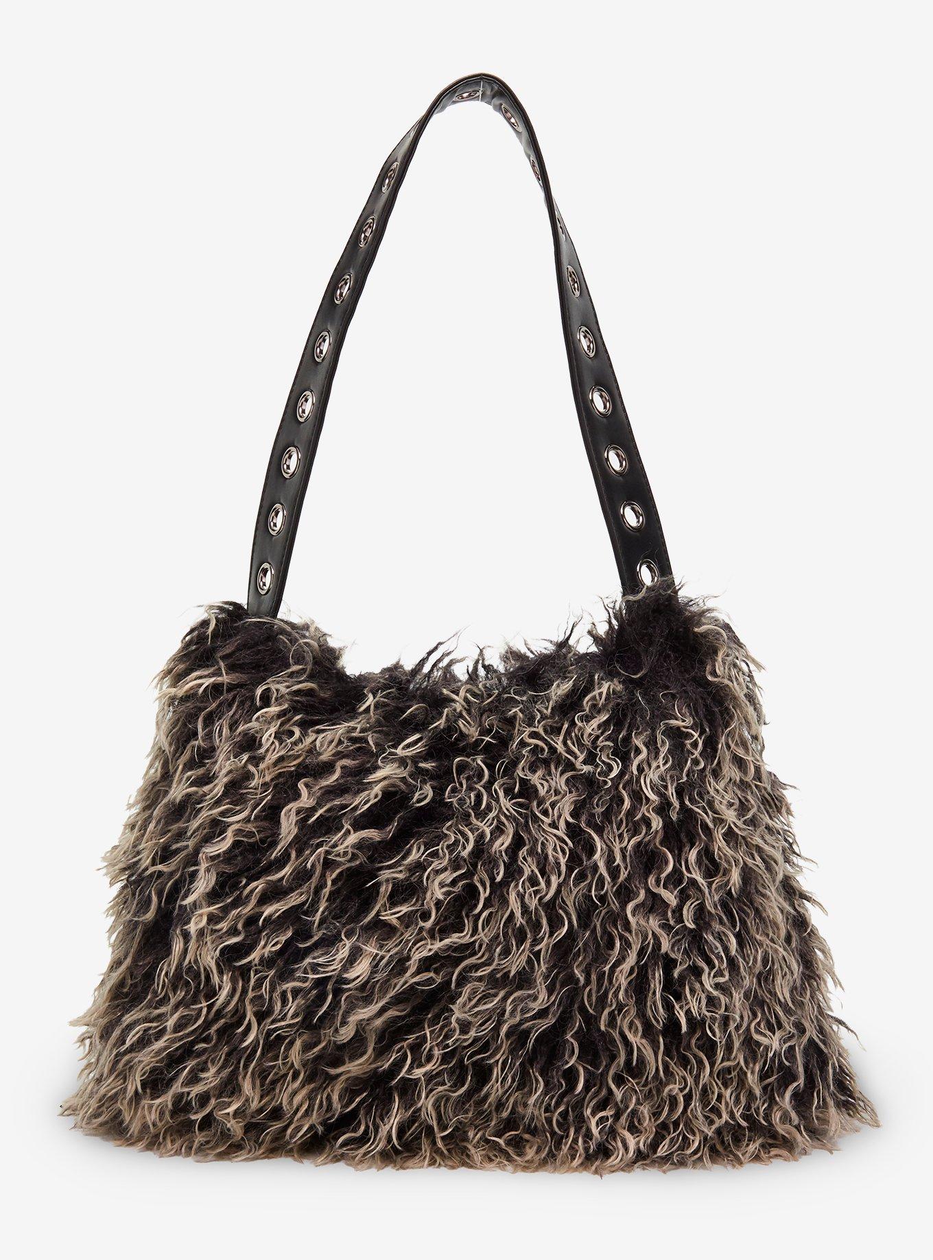 Wooly Shag Fur Shoulder Bag, , alternate - view 3