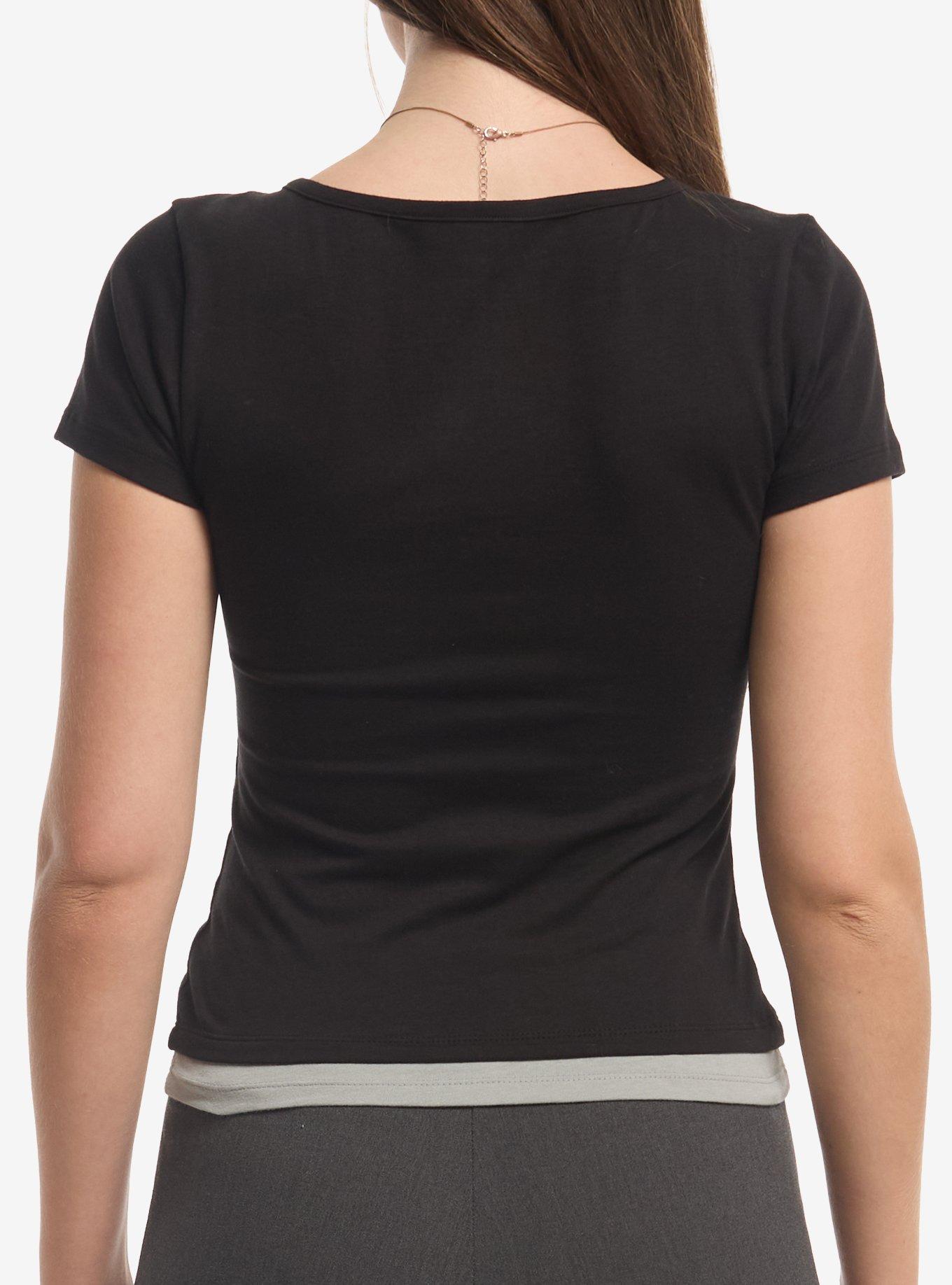 Twilight Notched Layered Girls Top, GREY, alternate - view 3
