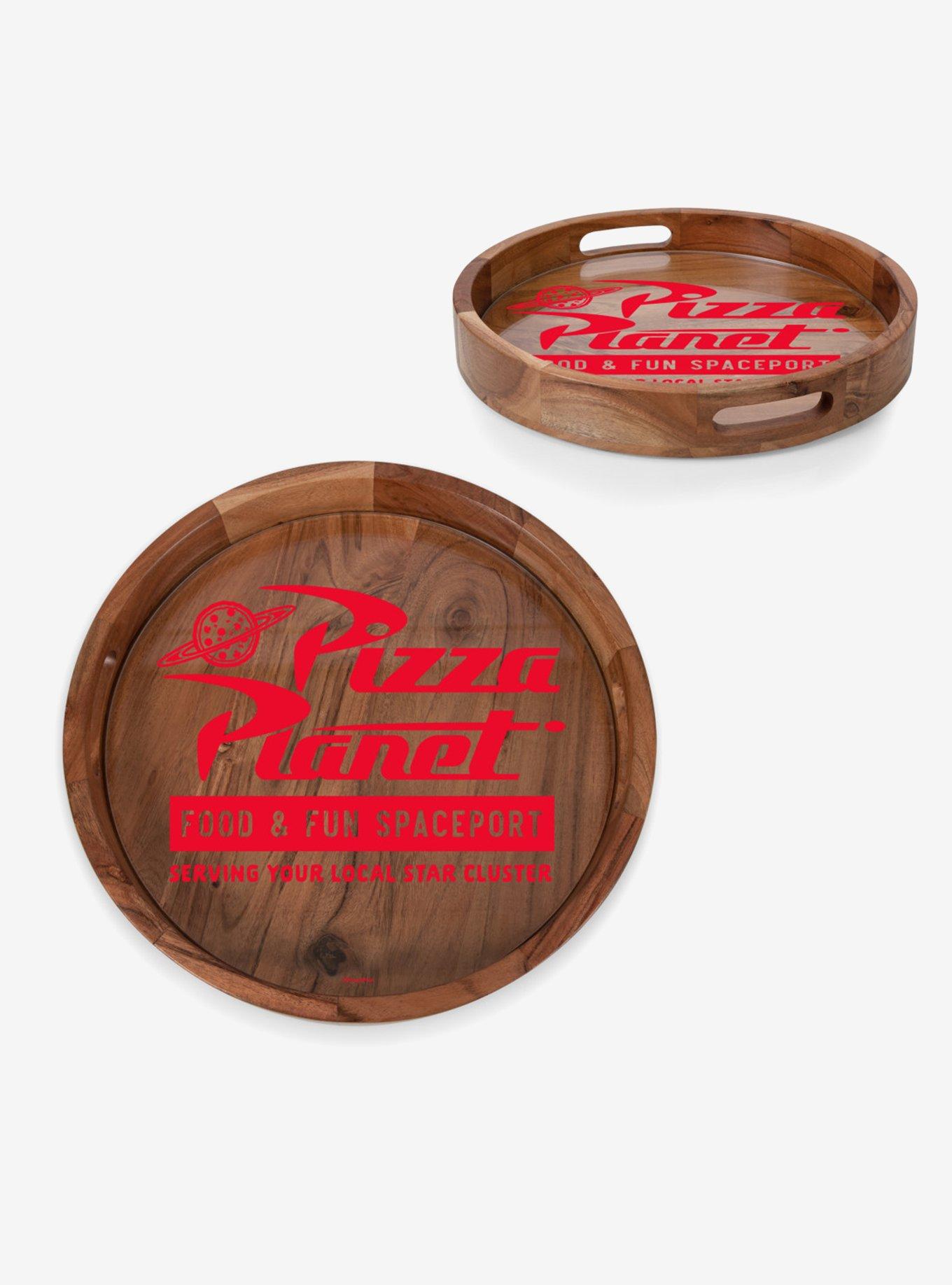 Disney Pixar Toy Story Pizza Planet Natural Wood Barista Serving Tray with Glass Insert