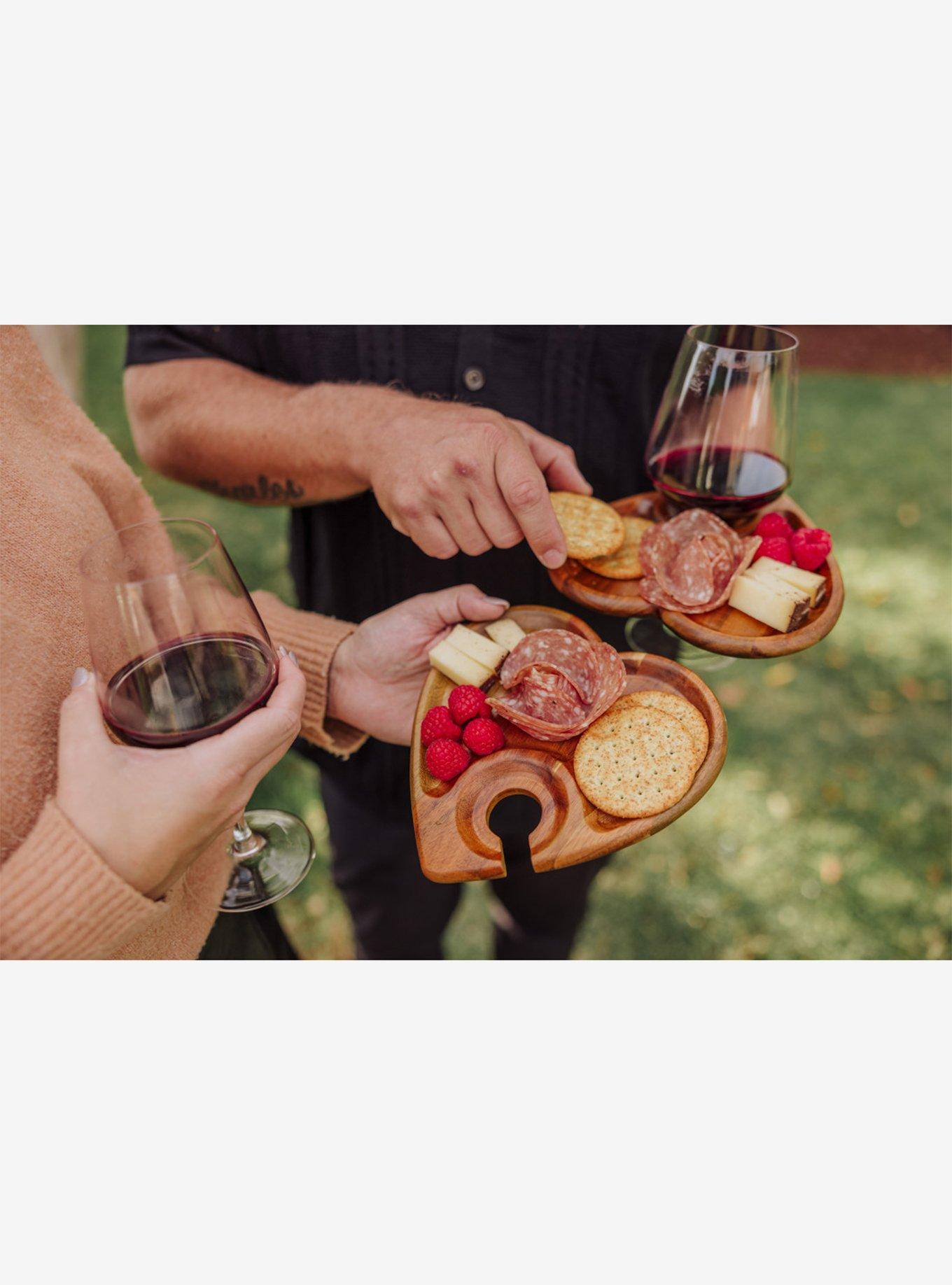 Heart Shaped Acacia Wood Wine Appetizer Plate Set of 4, , alternate - view 5