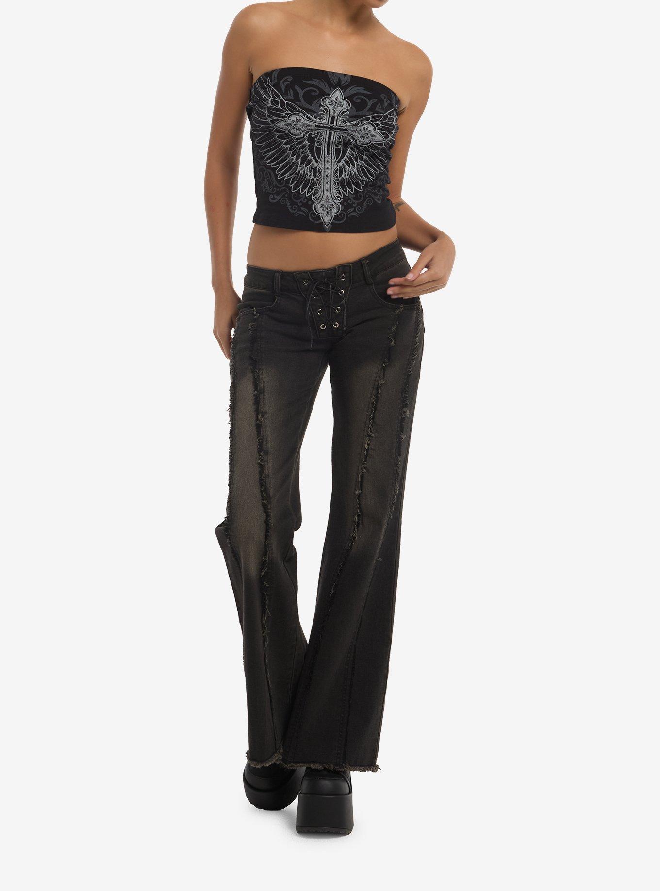 Social Collision Winged Cross Filigree Girls Tube Top, MULTI, alternate - view 2