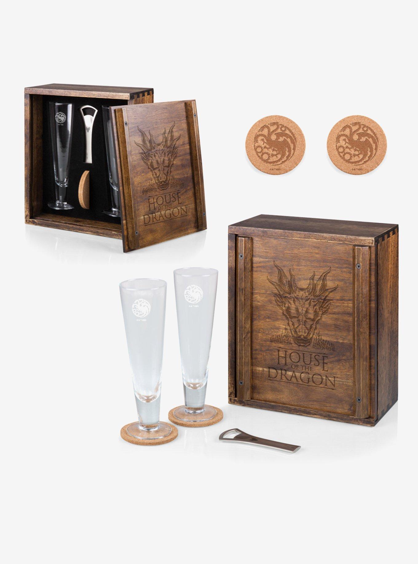 House of the Dragon Acacia Wood Pilsner Beer Glass Gift Set, , alternate - view 3