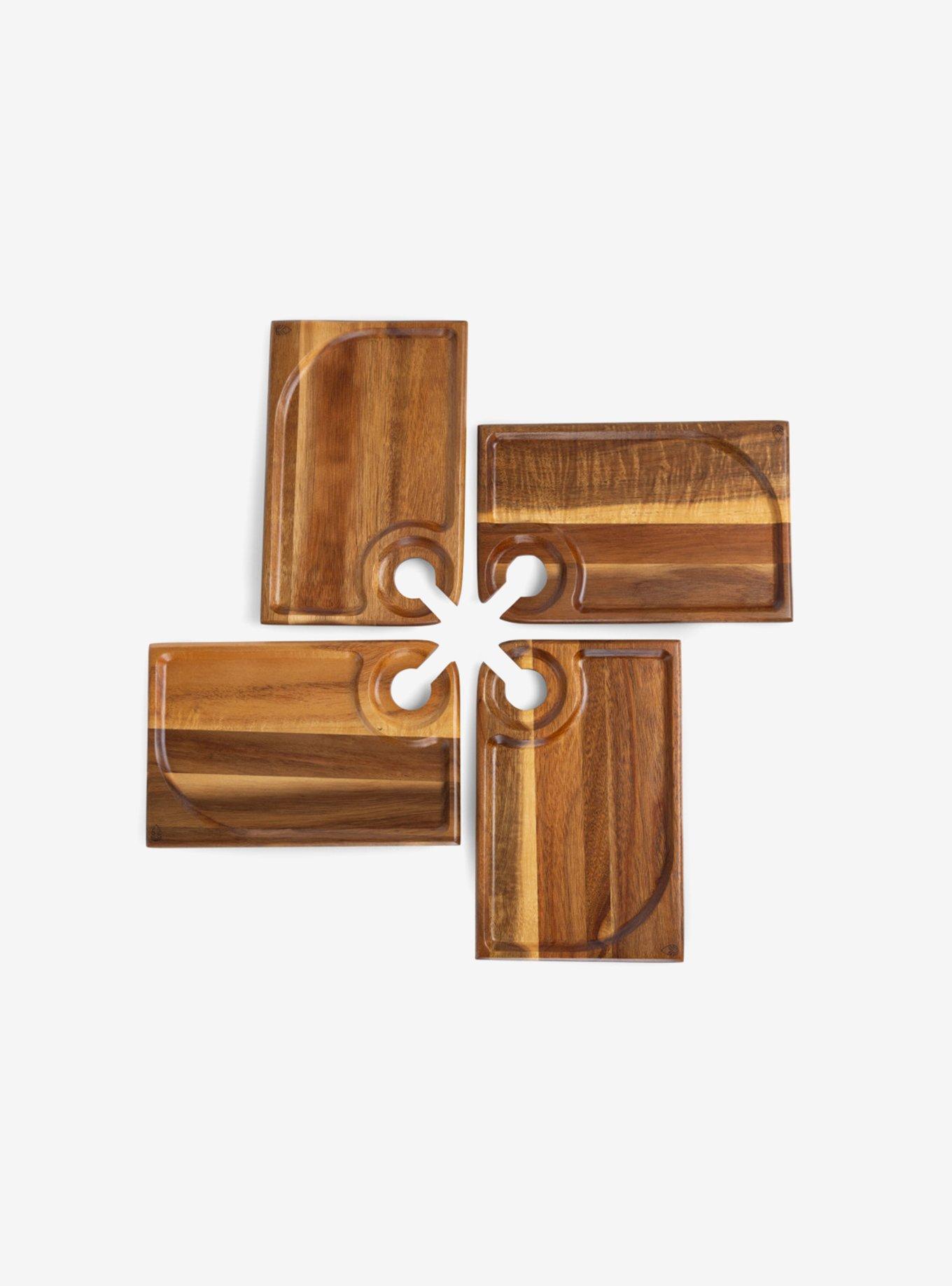 Rectangle Acacia Wood Wine Appetizer Plate Set of 4, , hi-res