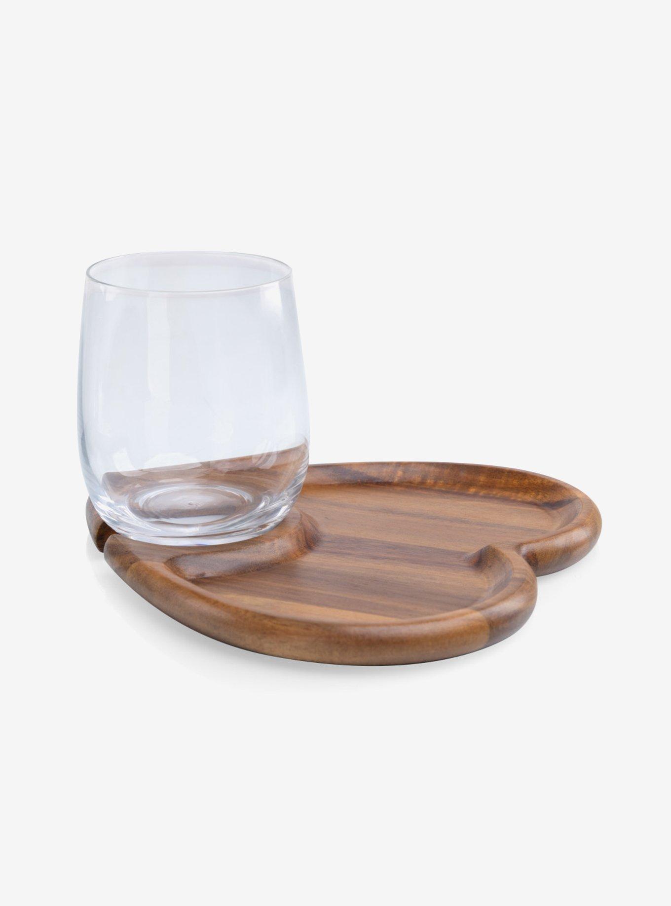 Heart Shaped Acacia Wood Wine Appetizer Plate Set of 4, , alternate - view 4