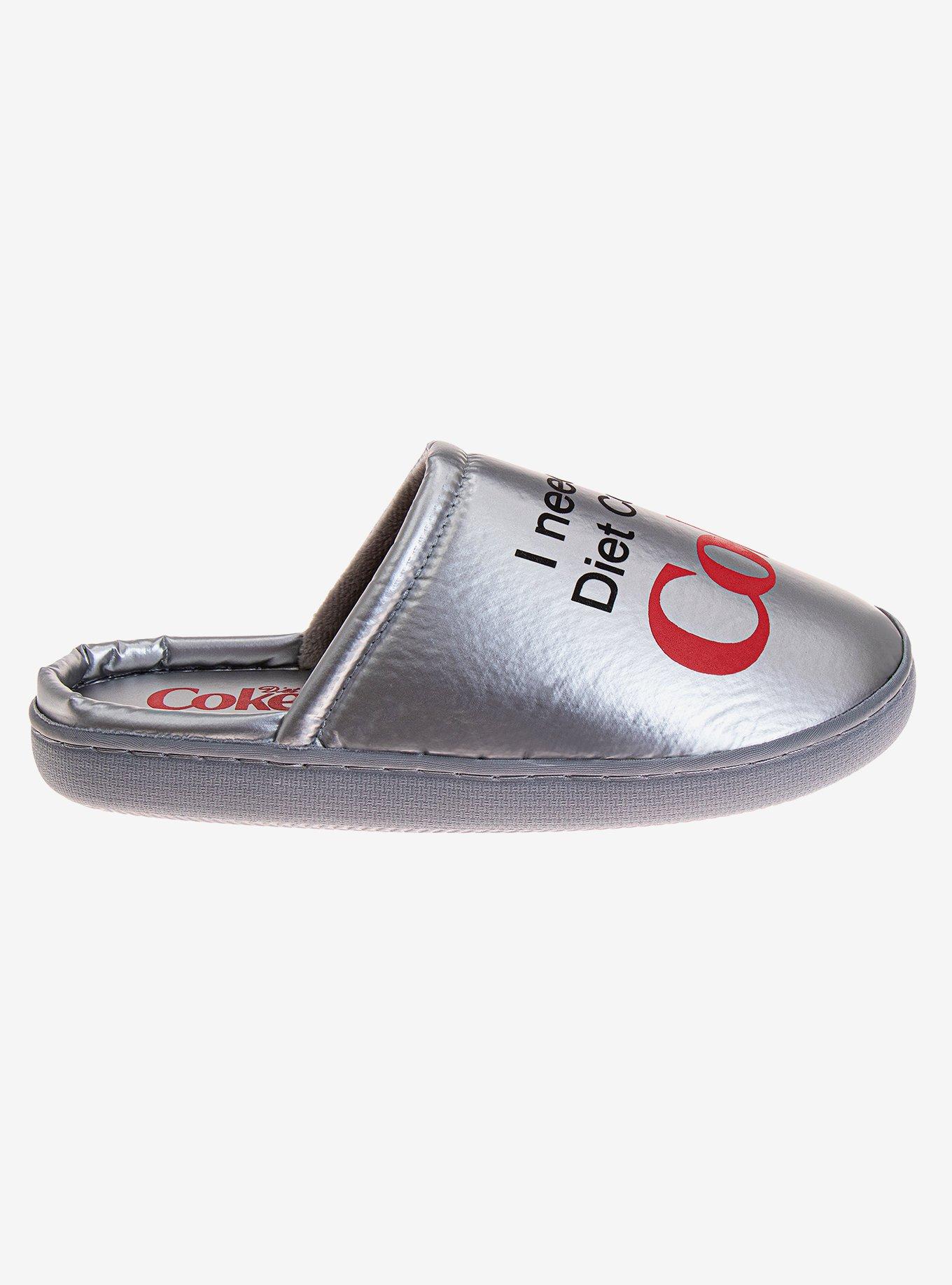 Coca-Cola I Need A Diet Coke Men's Cozy Slippers Grey Silver, GREY, alternate - view 2