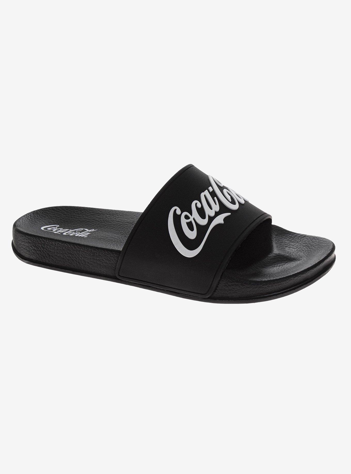 Coca-Cola Black Script Logo Men's Slide Sandals, BLACK, alternate - view 3