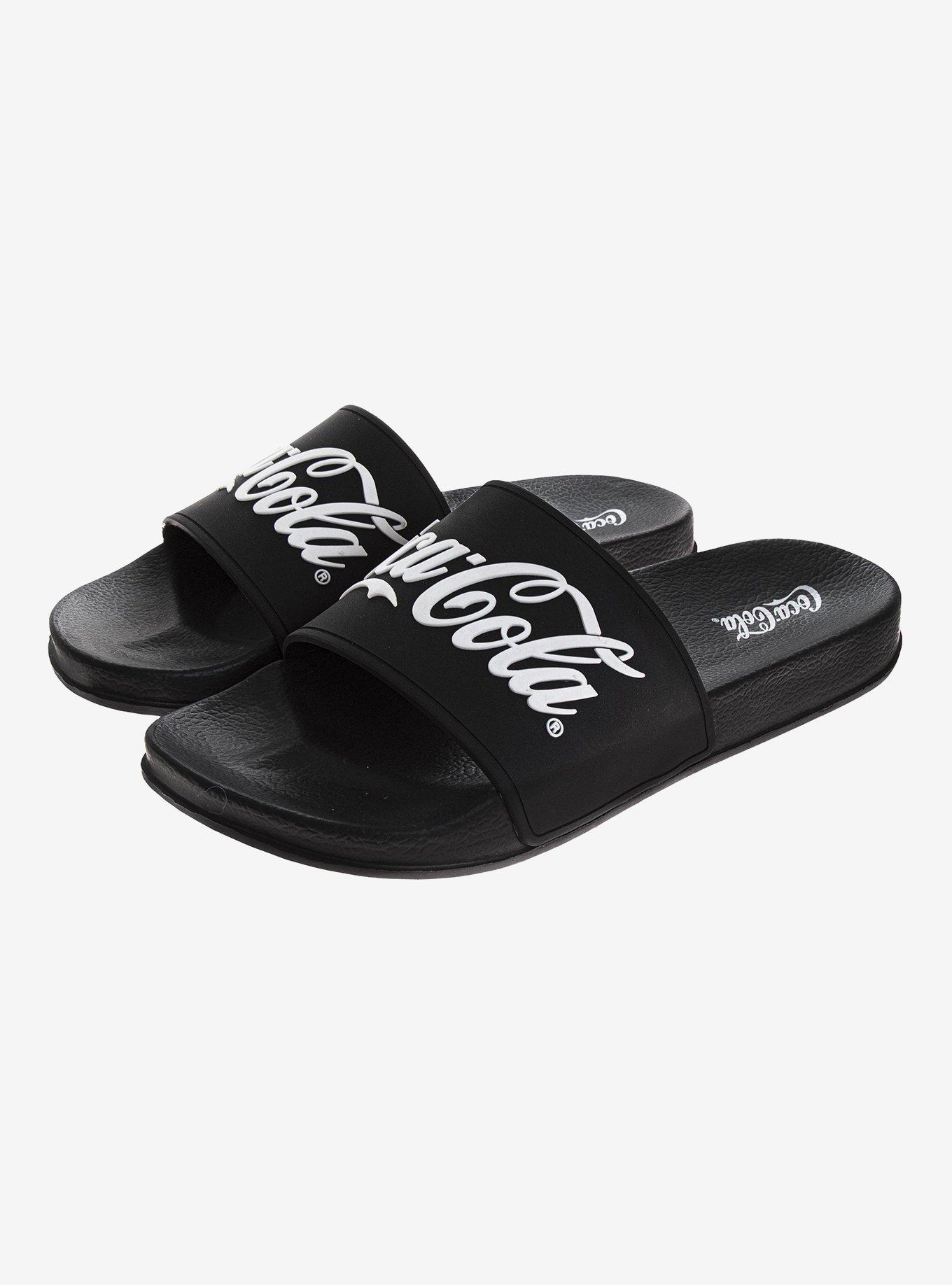 Coca-Cola Black Script Logo Men's Slide Sandals, BLACK, alternate - view 5