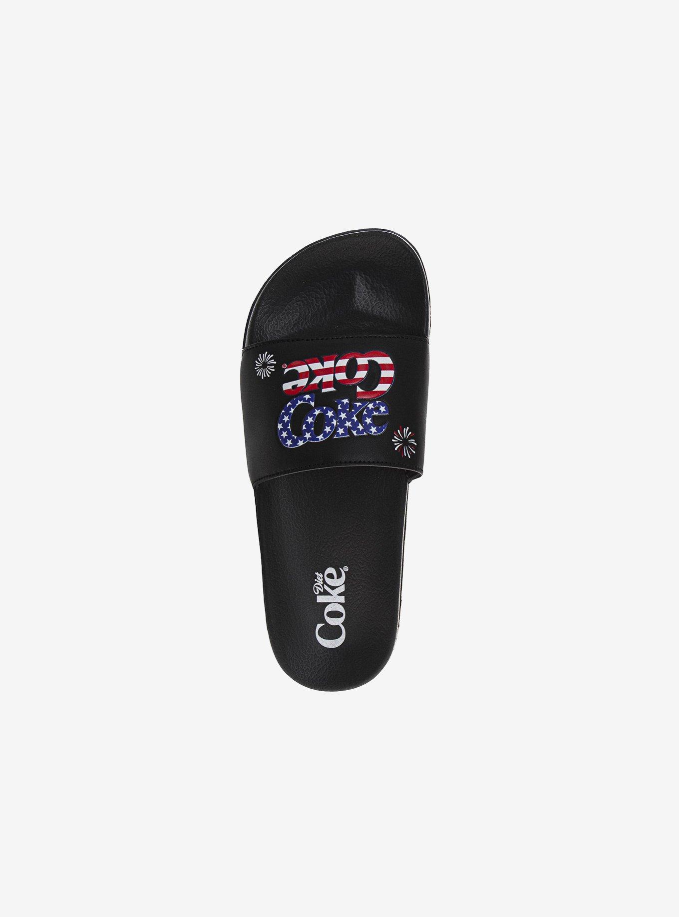 Coca-Cola Black USA Flag Men's Slide Sandals, BLACK, alternate - view 4
