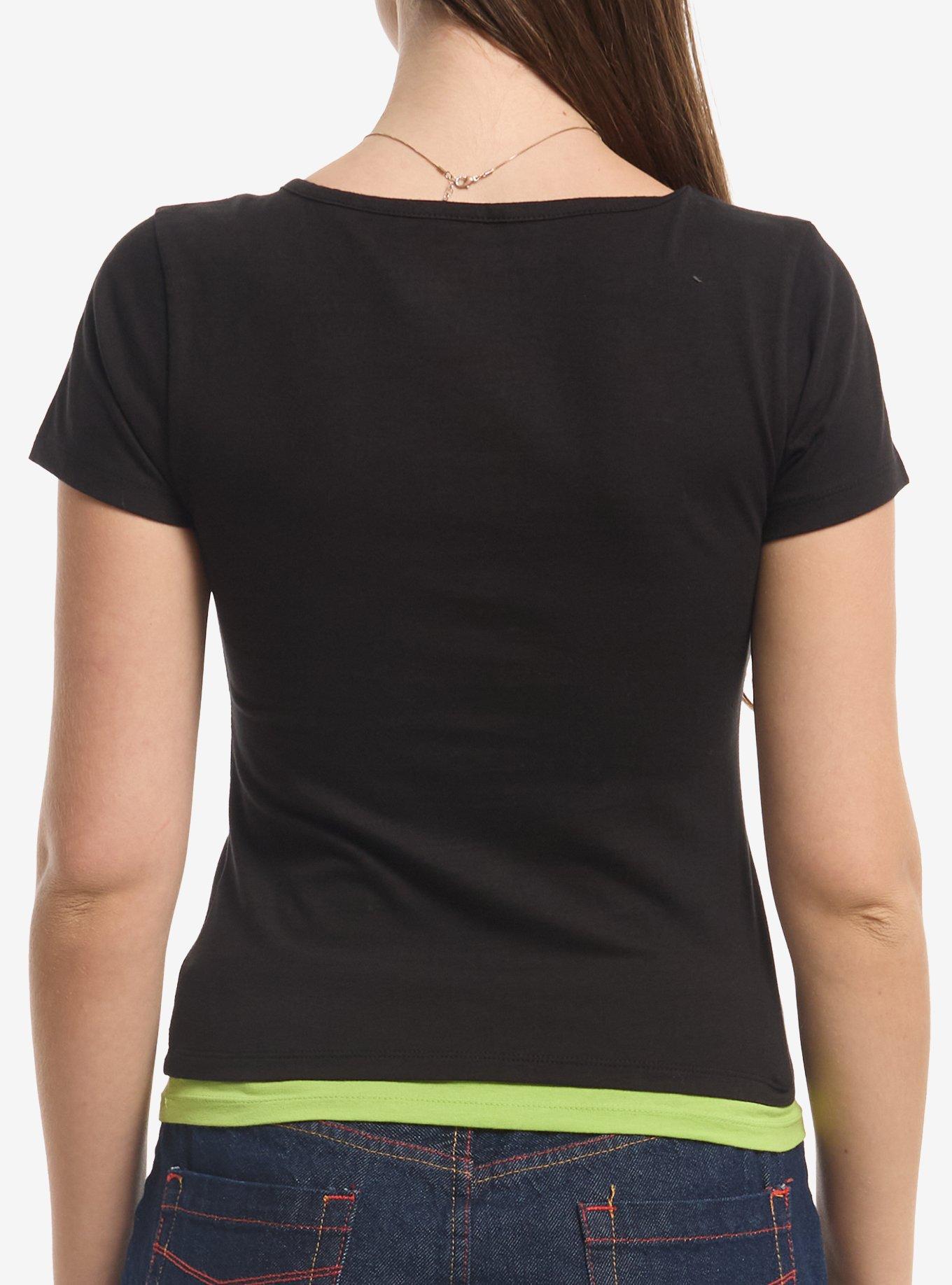 Invader Zim GIR Stars Girls Twofer Top, GREEN, alternate - view 3
