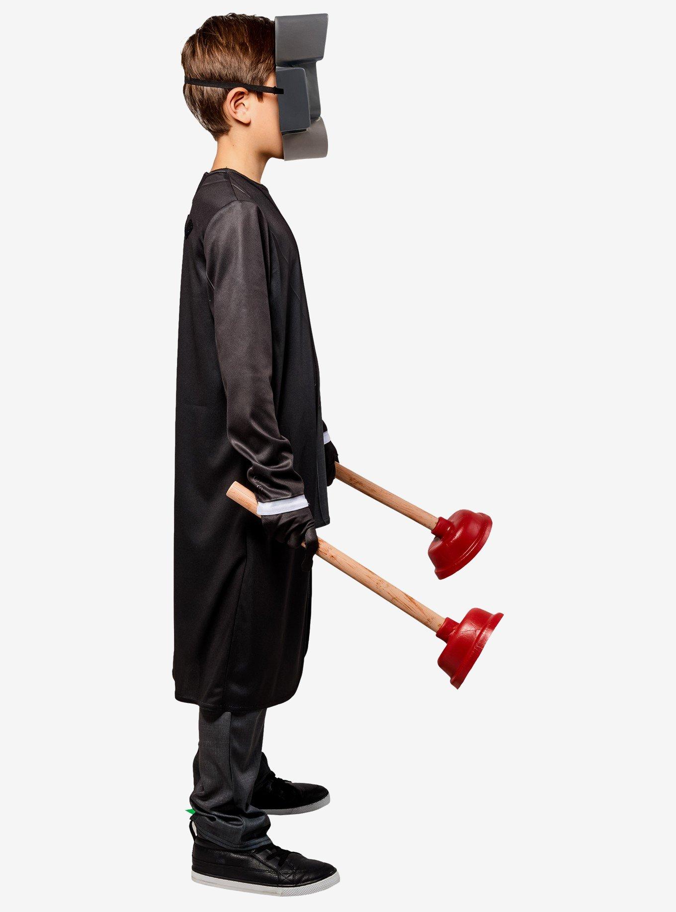 Skibidi Toilet Plunger Man Kids Costume by Rubies, BLACK, alternate - view 3