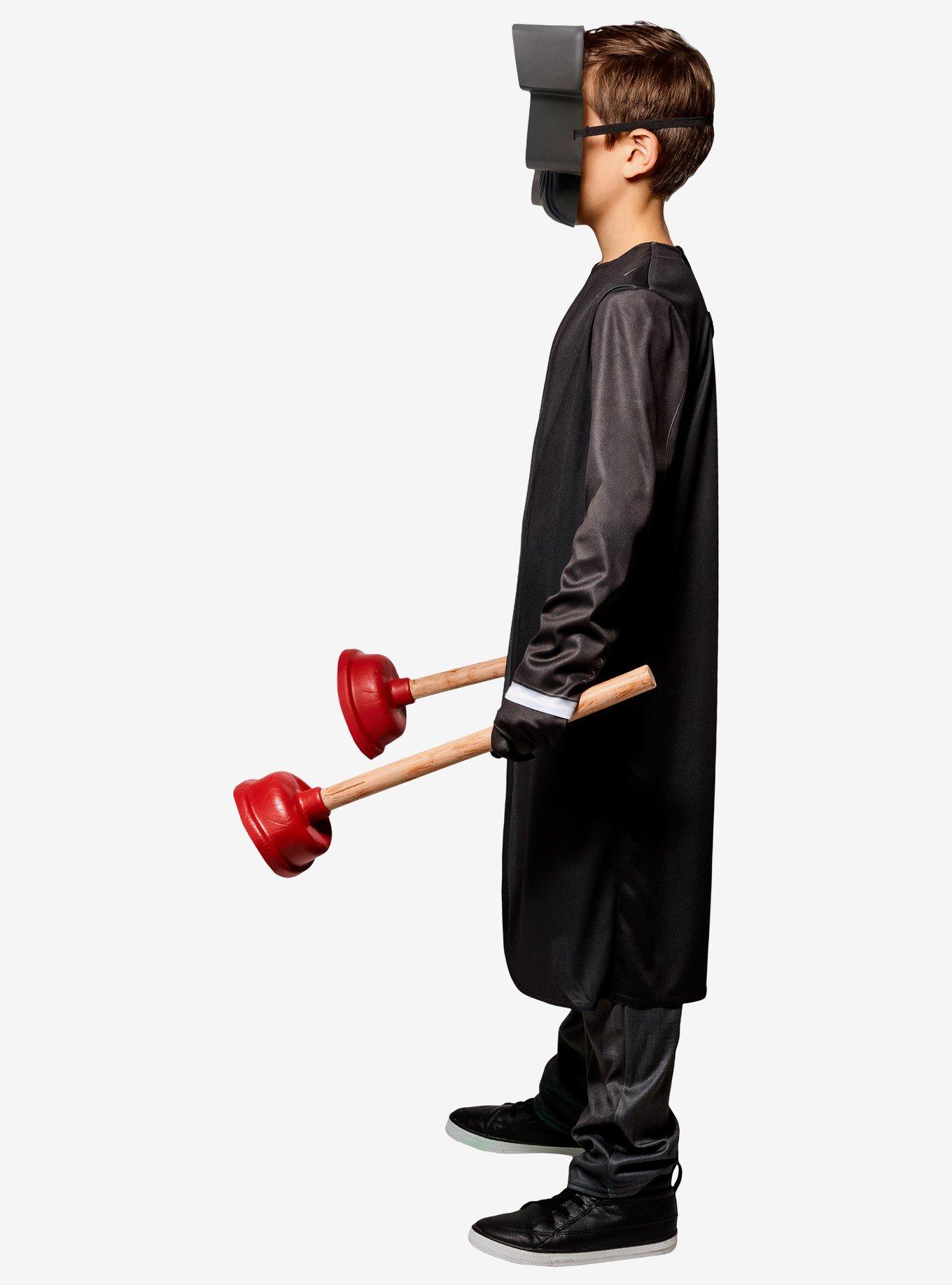 Skibidi Toilet Plunger Man Kids Costume by Rubies, BLACK, alternate - view 4