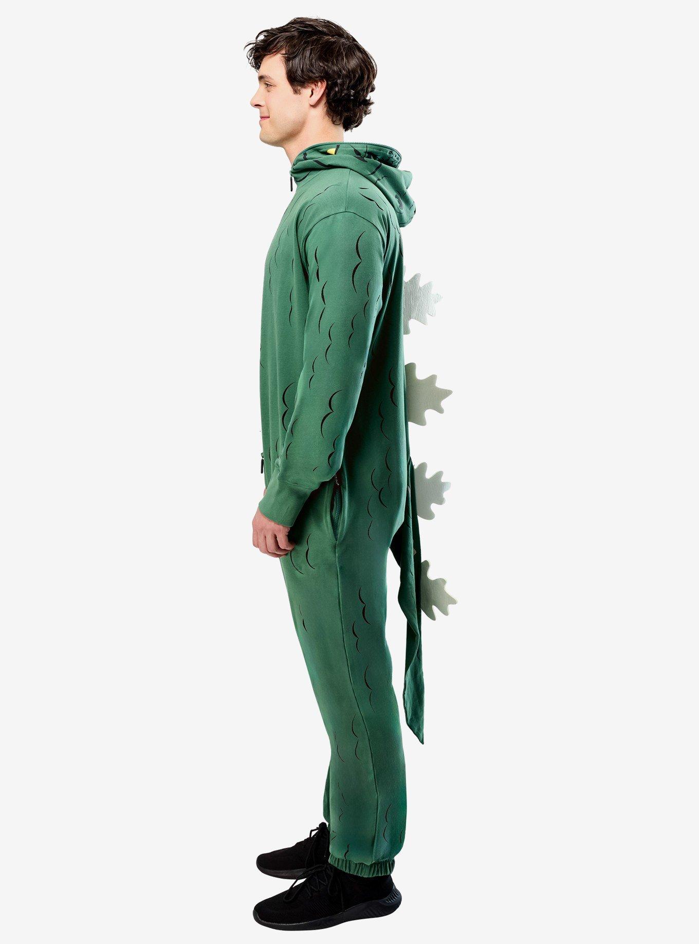 Godzilla Adult Hooded Zipster Costume, GREEN, alternate - view 5