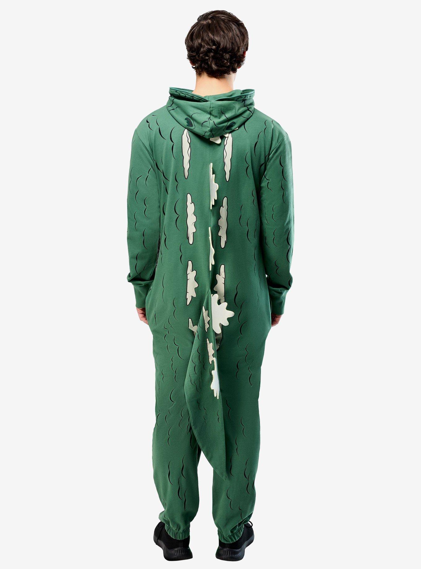 Godzilla Adult Hooded Zipster Costume, GREEN, alternate - view 3