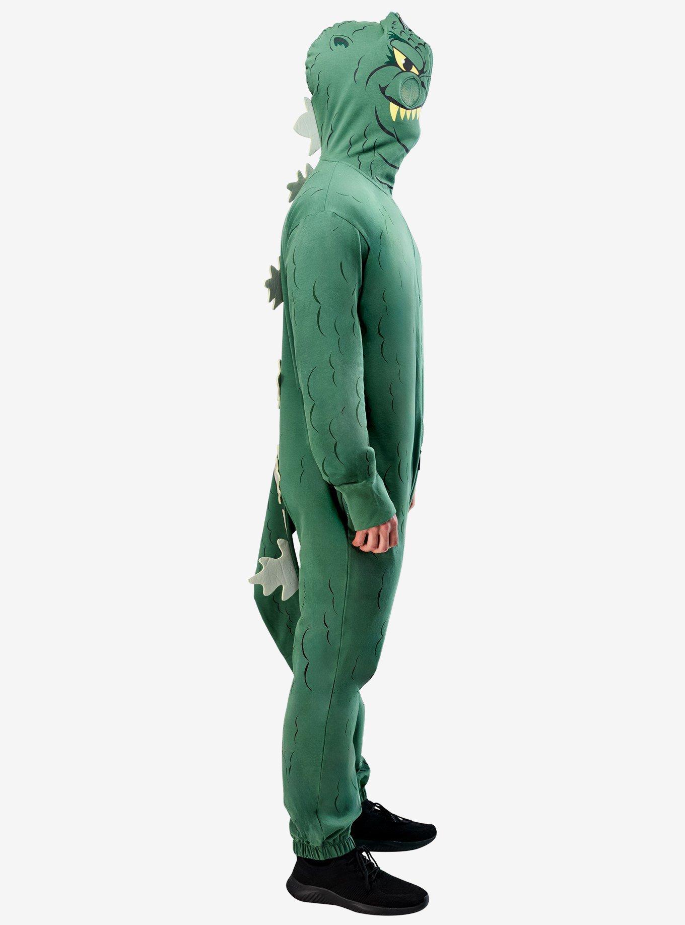 Godzilla Adult Hooded Zipster Costume, GREEN, alternate - view 4