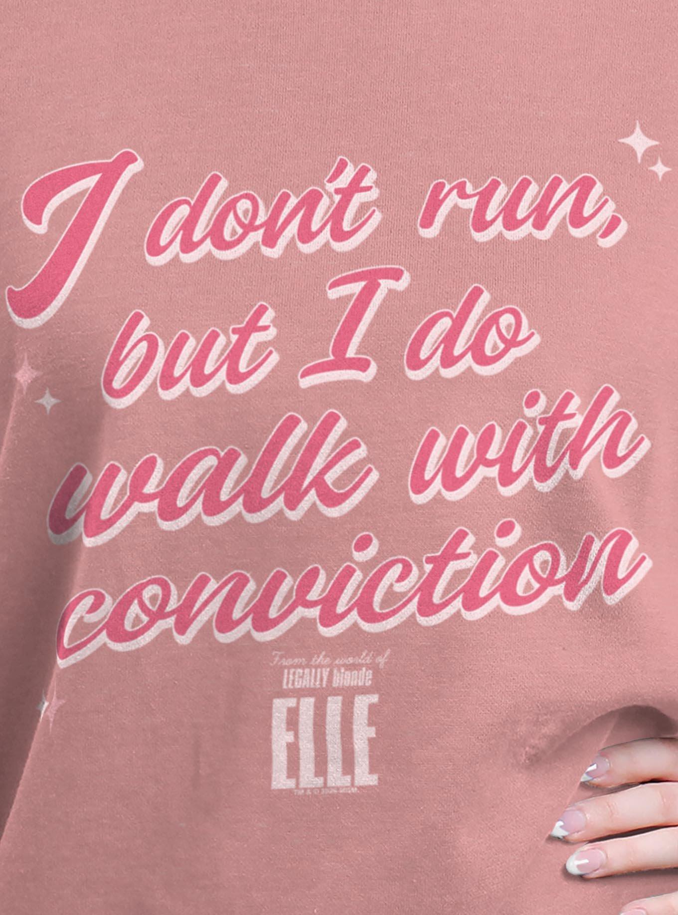 Legally Blonde Elle Walk With Conviction Womens Oversized Sweatshirt, DESERTPNK, alternate - view 2