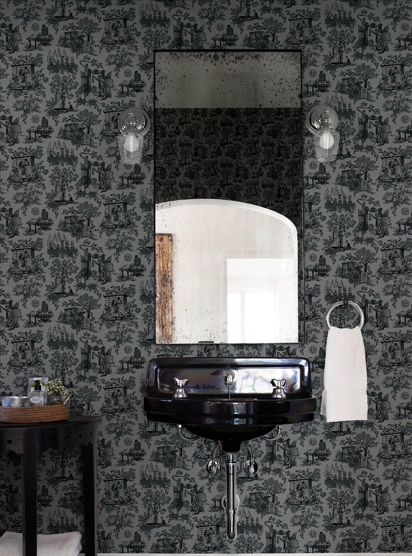 Disney Haunted Mansion Toile Black Peel & Stick Wallpaper, , alternate - view 3