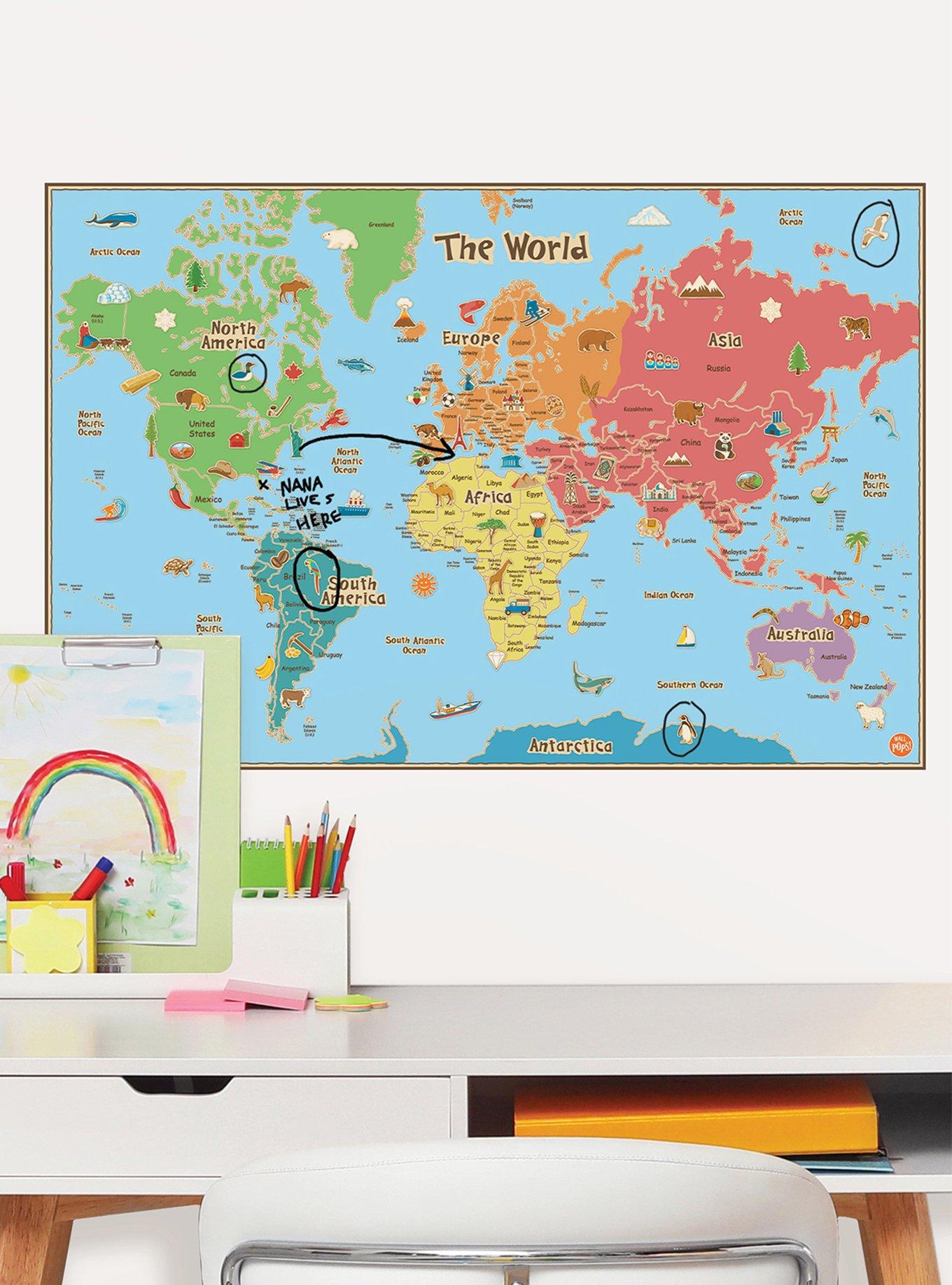 Kids World Dry Erase Map Decal, , alternate - view 3