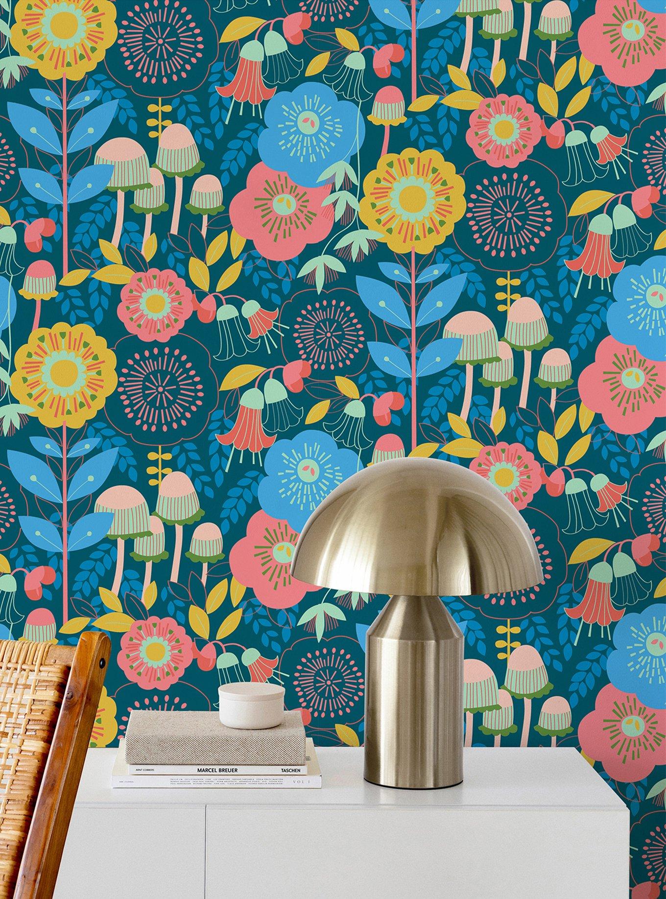 Dream Garden Teal Peel & Stick Wallpaper, , alternate - view 6