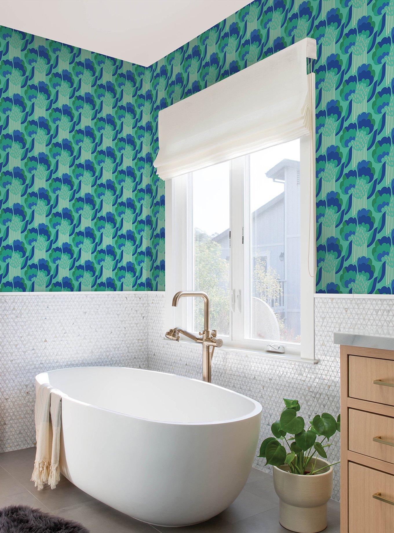 Retro Esme Aqua Peel & Stick Wallpaper, , alternate - view 3