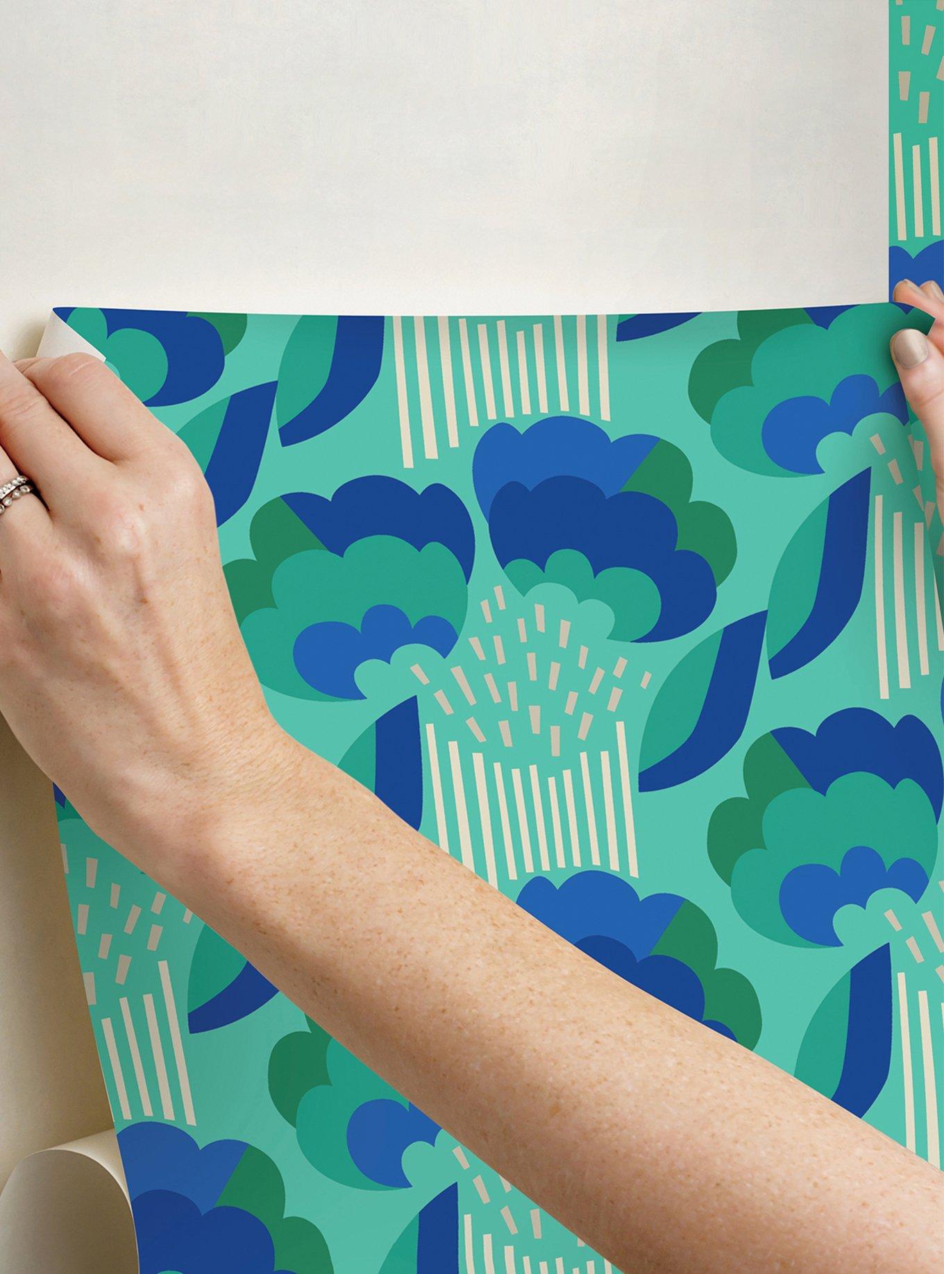 Retro Esme Aqua Peel & Stick Wallpaper, , alternate - view 5
