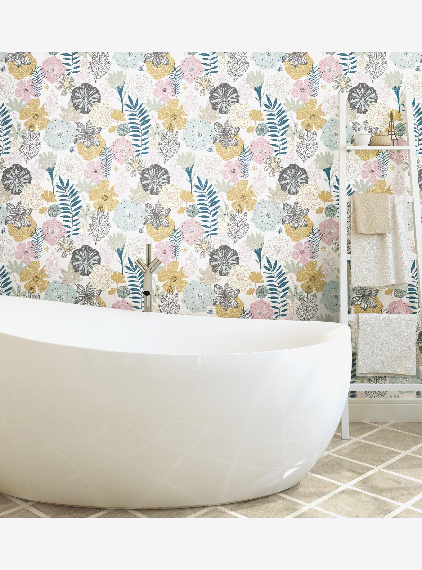 Perennial Blooms Pink Peel & Stick Wallpaper, , alternate - view 3