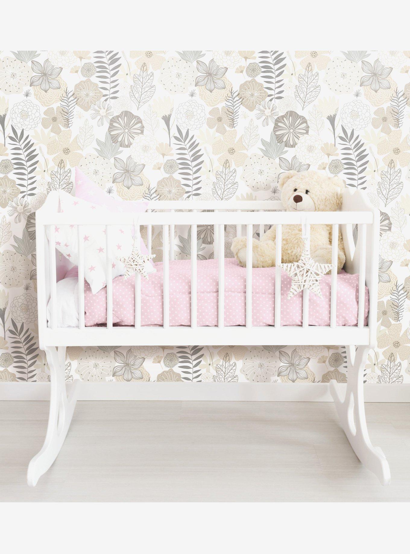 Perennial Blooms Beige Peel & Stick Wallpaper, , alternate - view 3