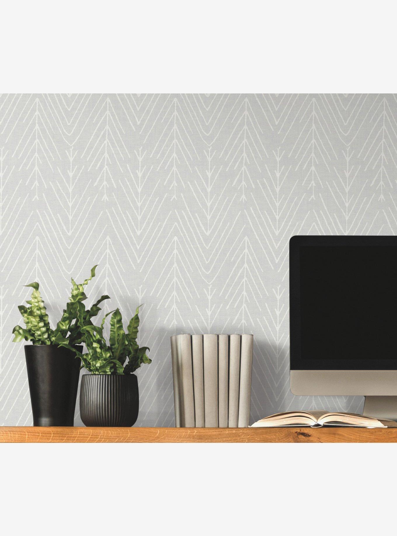 Twig Hygge Herringbone Grey Peel & Stick Wallpaper, , alternate - view 4