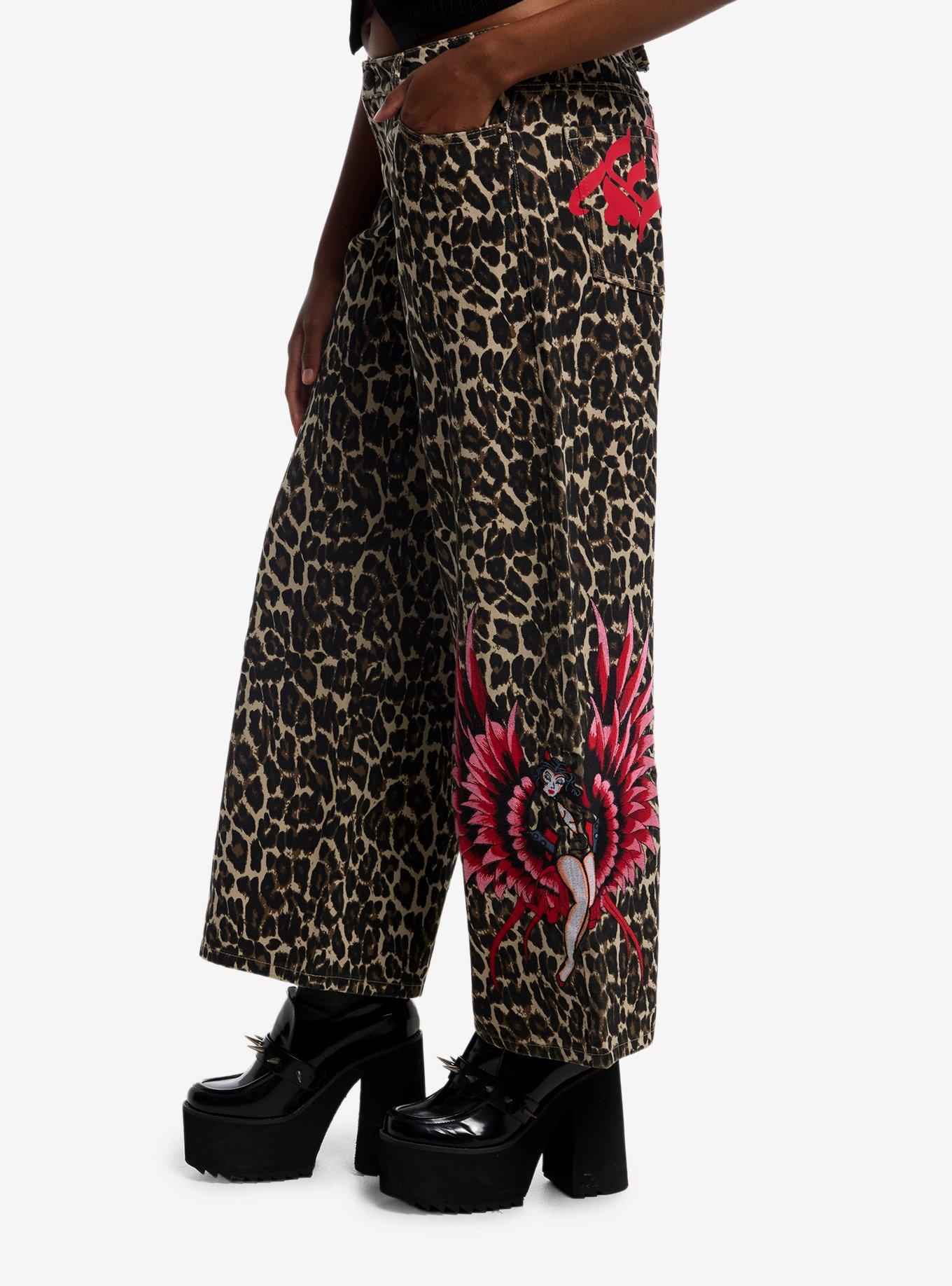 Ed Hardy Devil Girl Leopard Print Jeans, MULTI, alternate - view 3