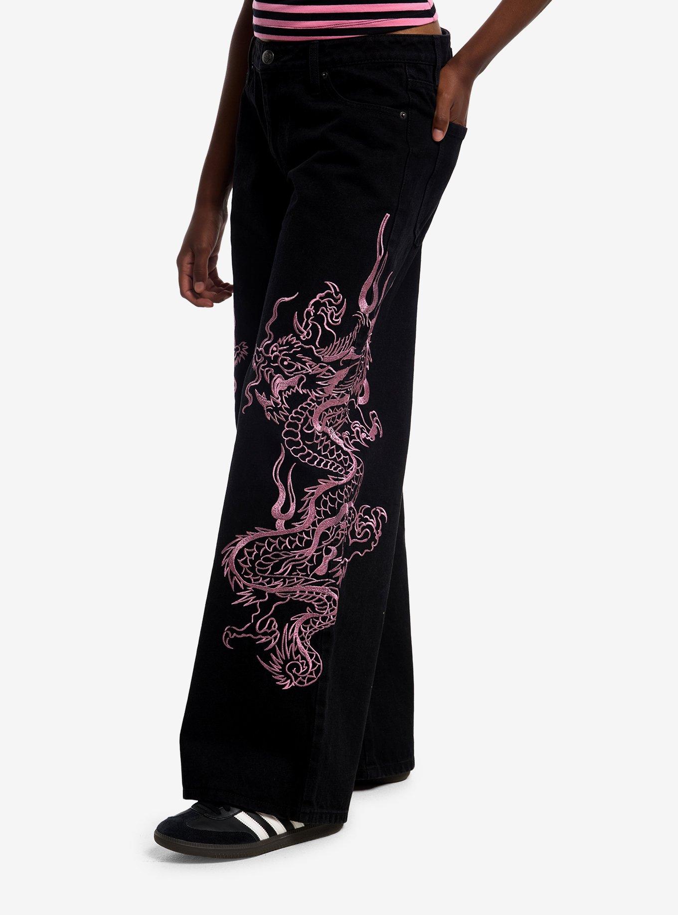 Ed Hardy Pink Dragon Embroidered Jeans, MULTI, alternate - view 3