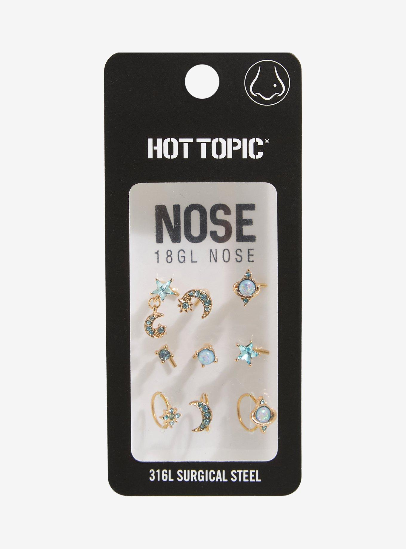 Steel Celestial Nose Ring Set 9 Pack, MULTI, alternate - view 2