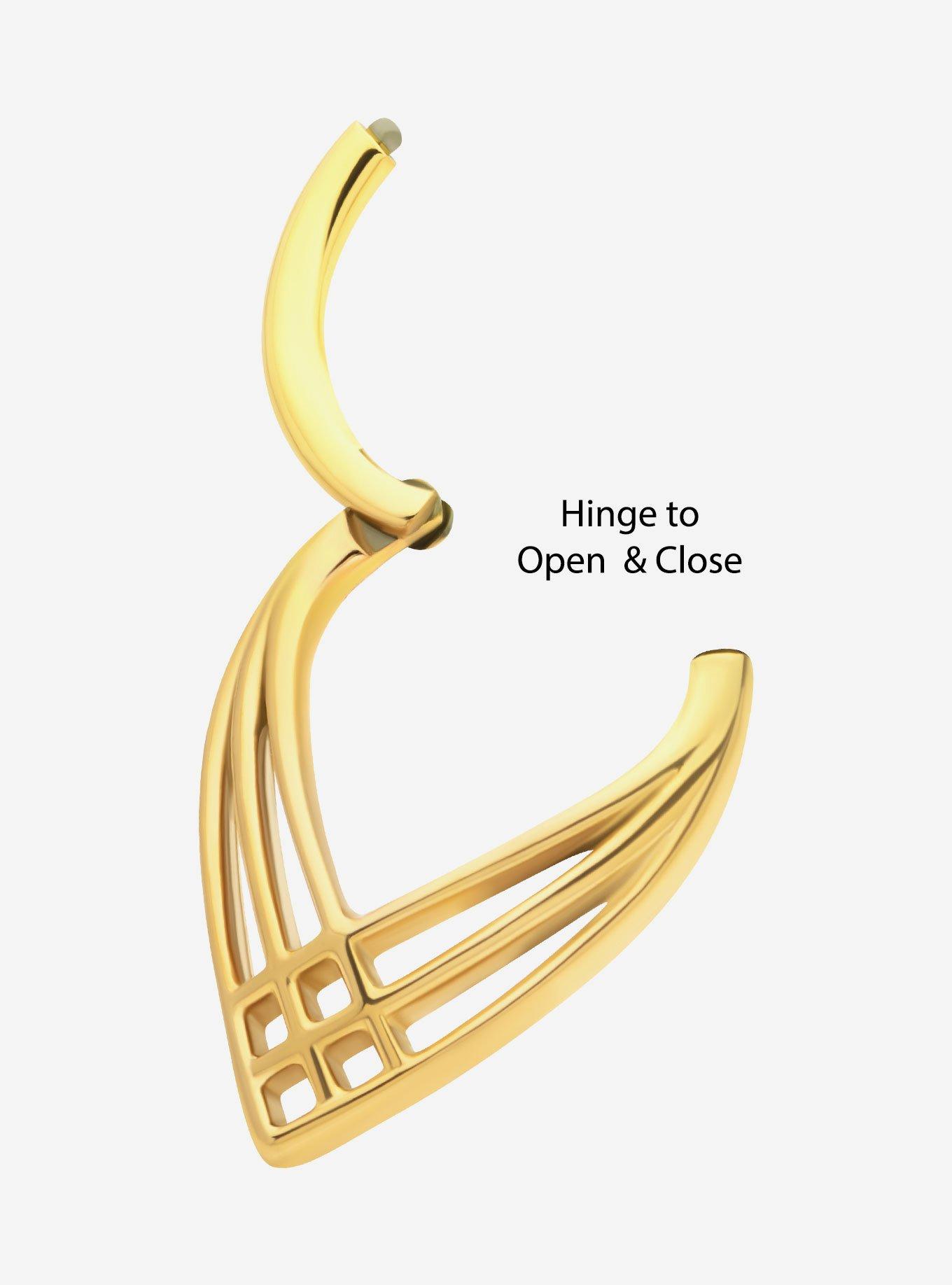 Steel Gold Teardrop Septum Hinged Clicker, , alternate - view 2