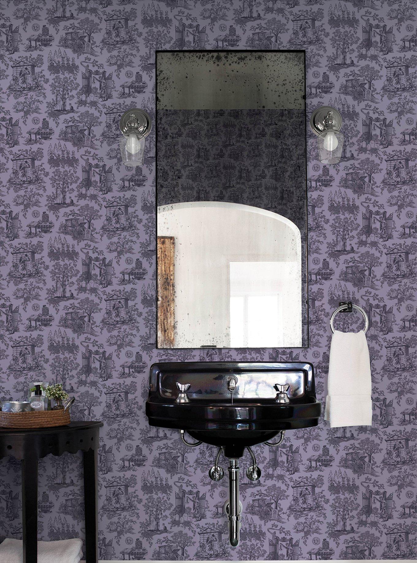 Disney Haunted Mansion Toile Purple Peel & Stick Wallpaper, , alternate - view 3