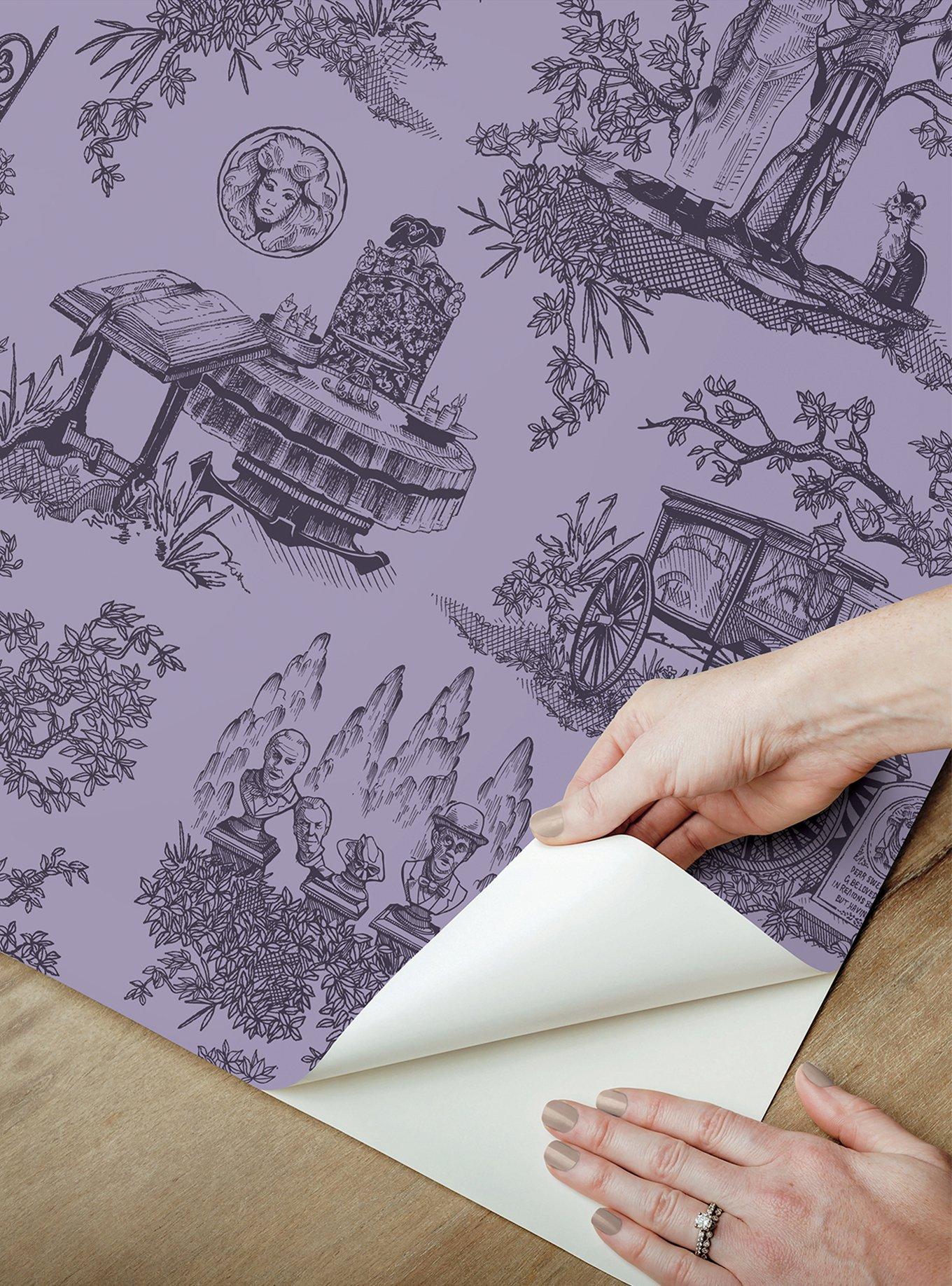 Disney Haunted Mansion Toile Purple Peel & Stick Wallpaper, , alternate - view 4