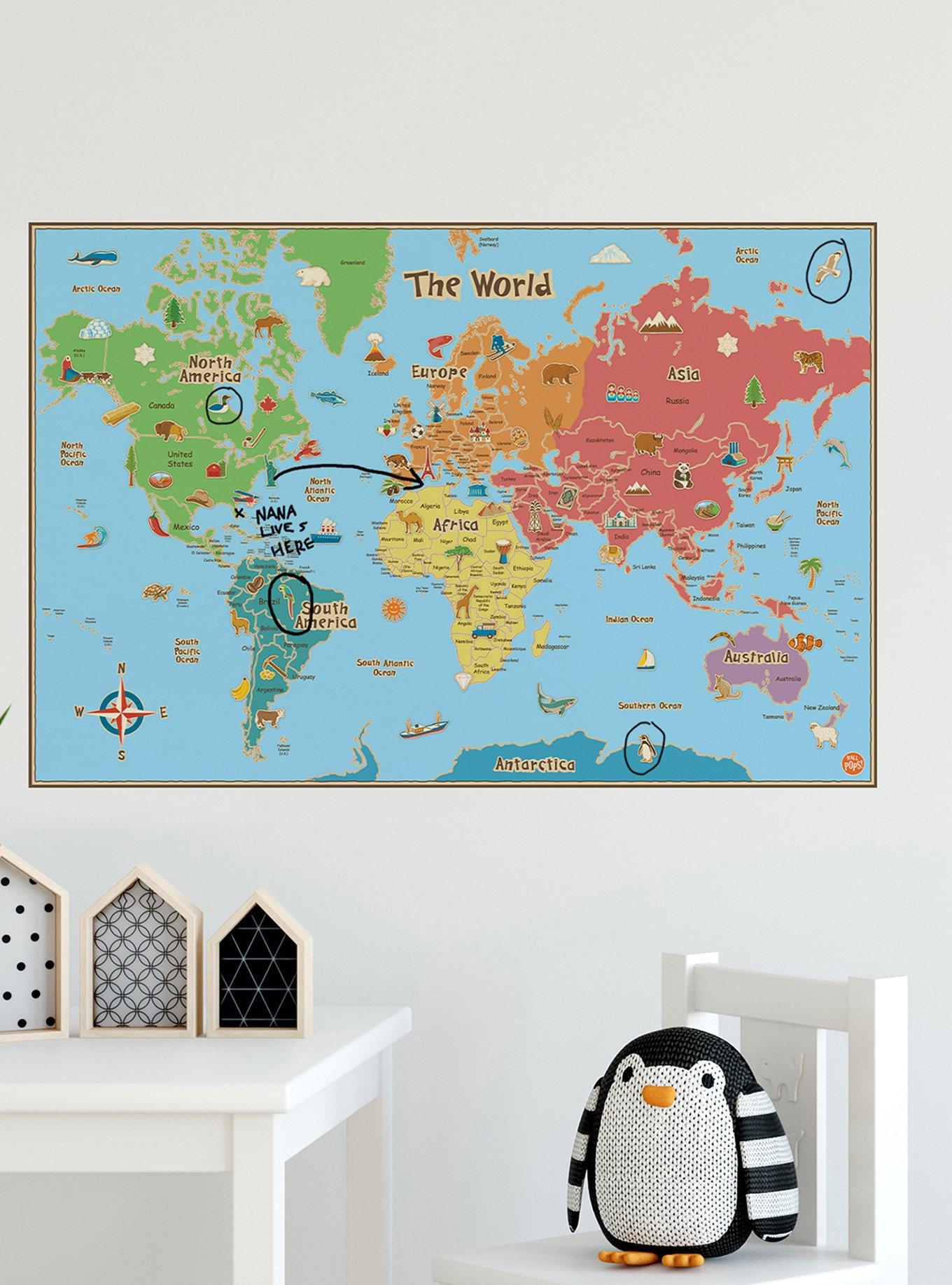 Kids World Dry Erase Map Decal, , hi-res