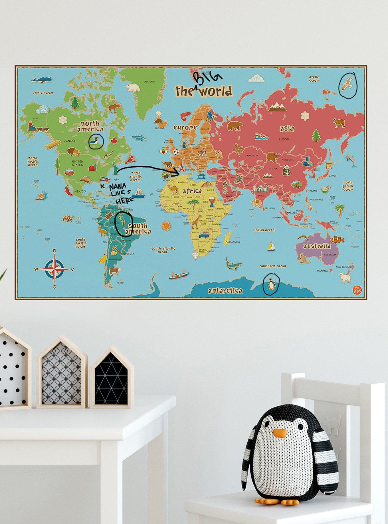 Kids World Dry Erase Map Decal