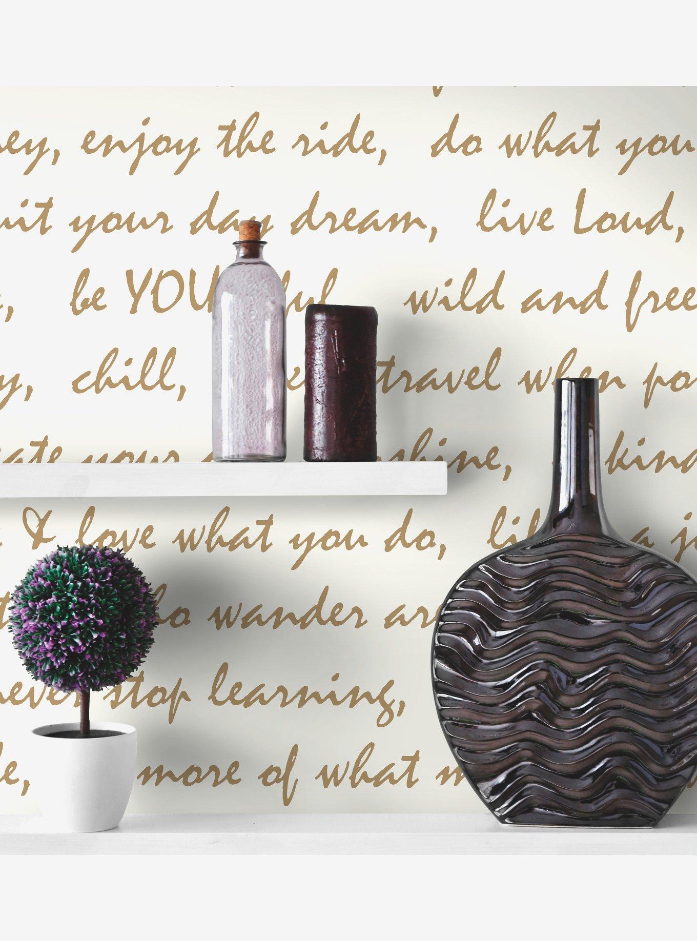 Dream Big Script Gold Peel & Stick Wallpaper, , hi-res