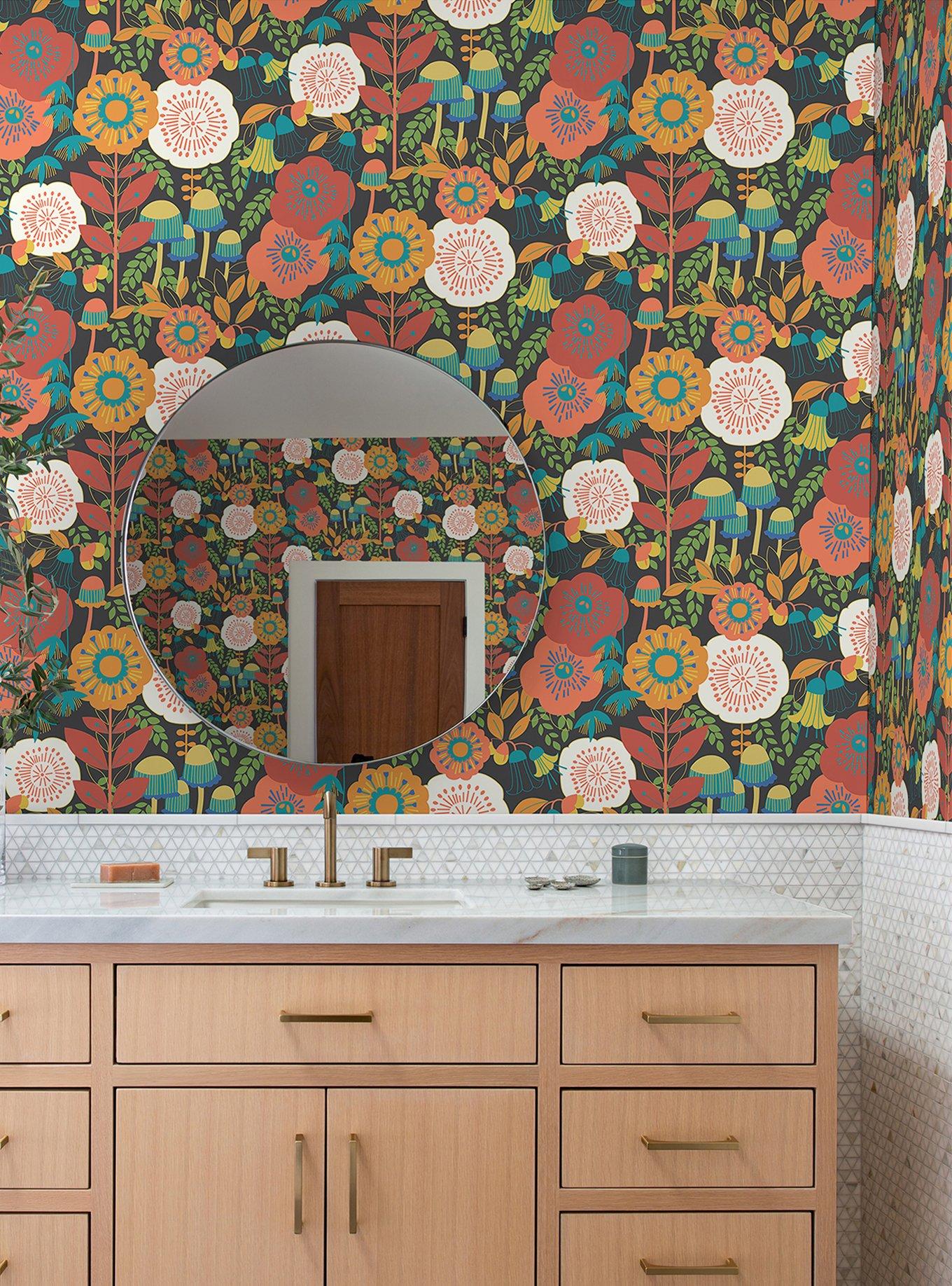 Dream Garden Dark Brown Peel & Stick Wallpaper