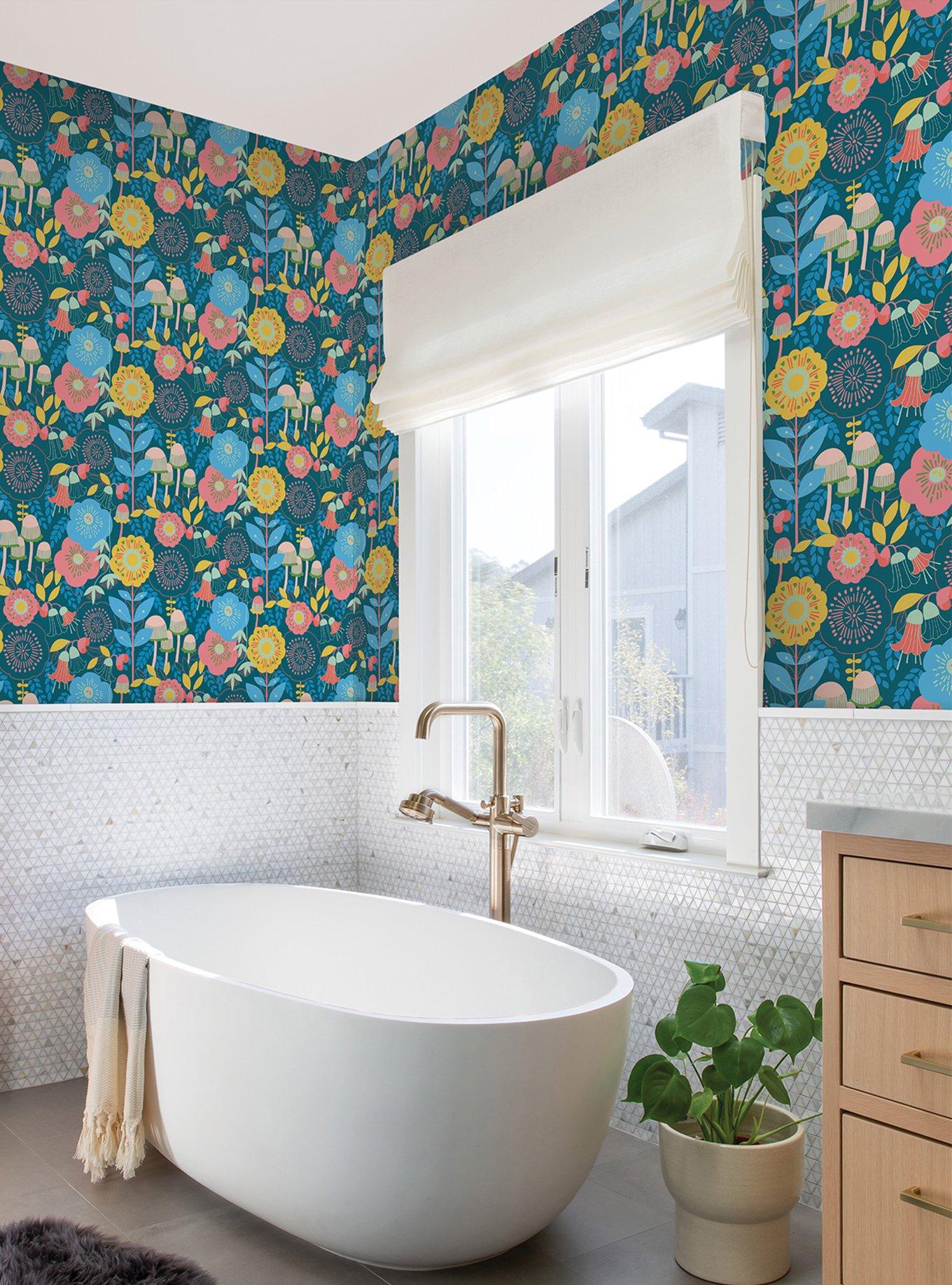 Dream Garden Teal Peel & Stick Wallpaper