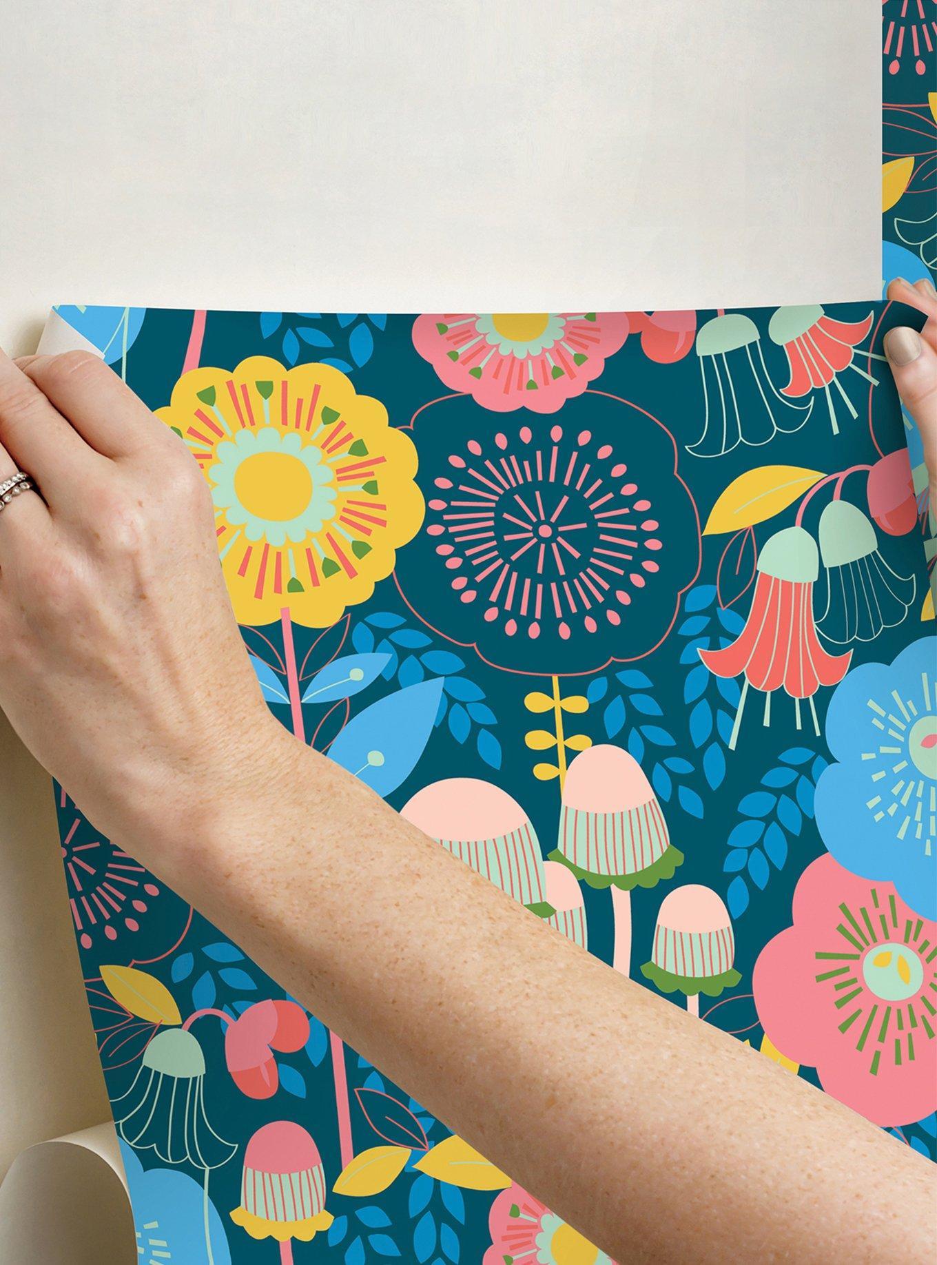 Dream Garden Teal Peel & Stick Wallpaper, , alternate - view 5