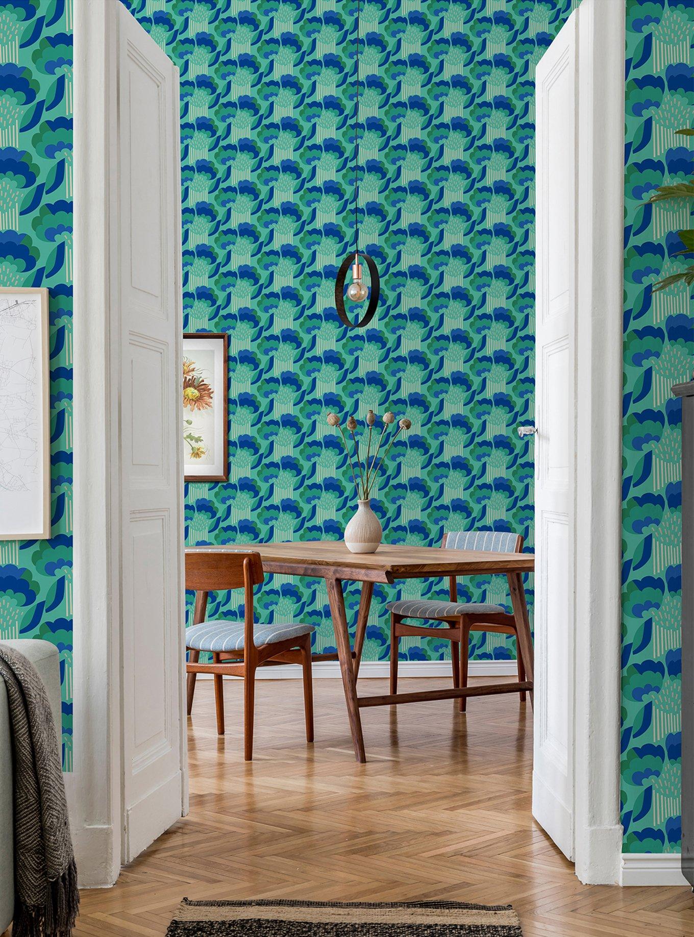 Retro Esme Aqua Peel & Stick Wallpaper