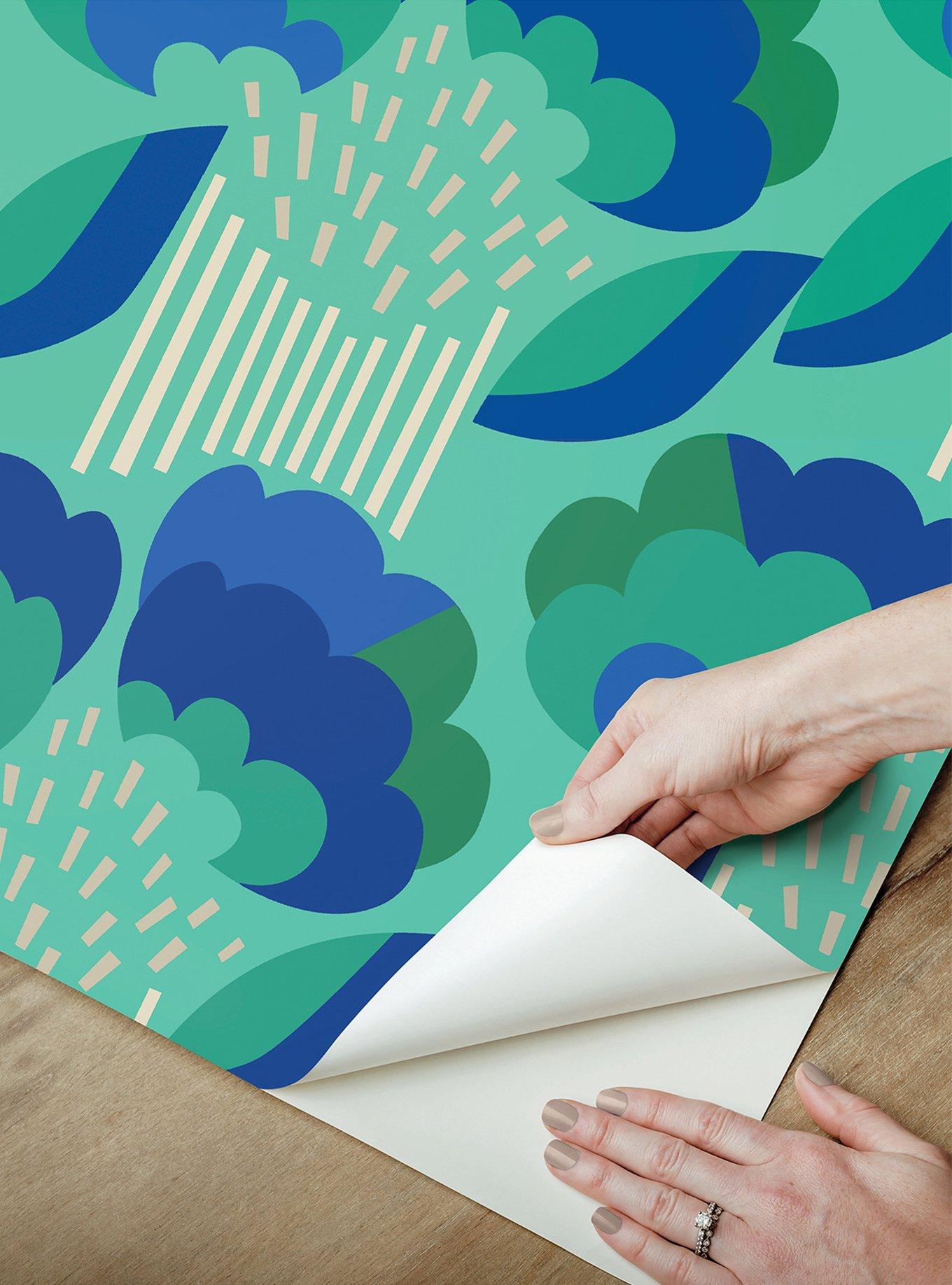 Retro Esme Aqua Peel & Stick Wallpaper, , alternate - view 4
