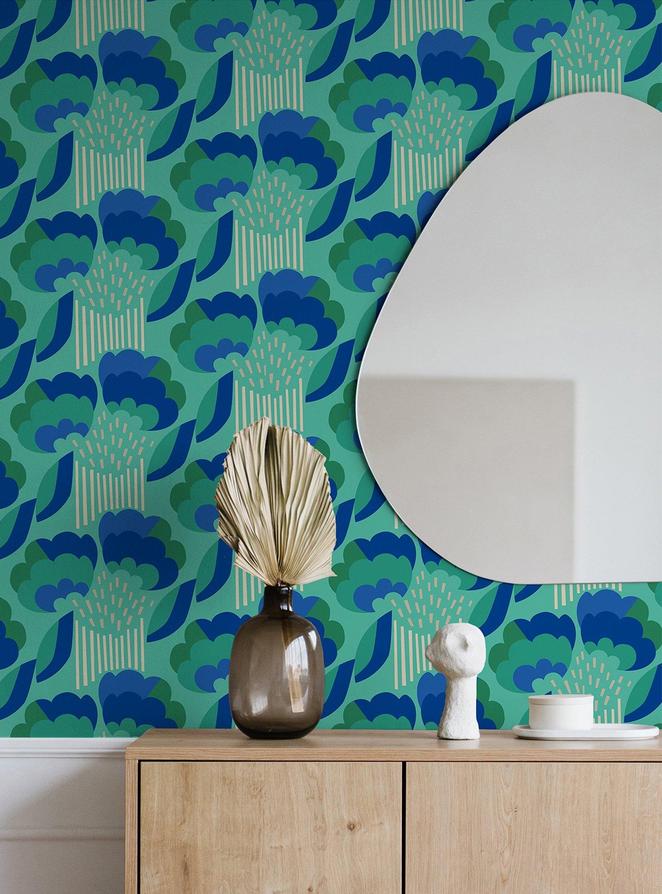 Retro Esme Aqua Peel & Stick Wallpaper, , alternate - view 6